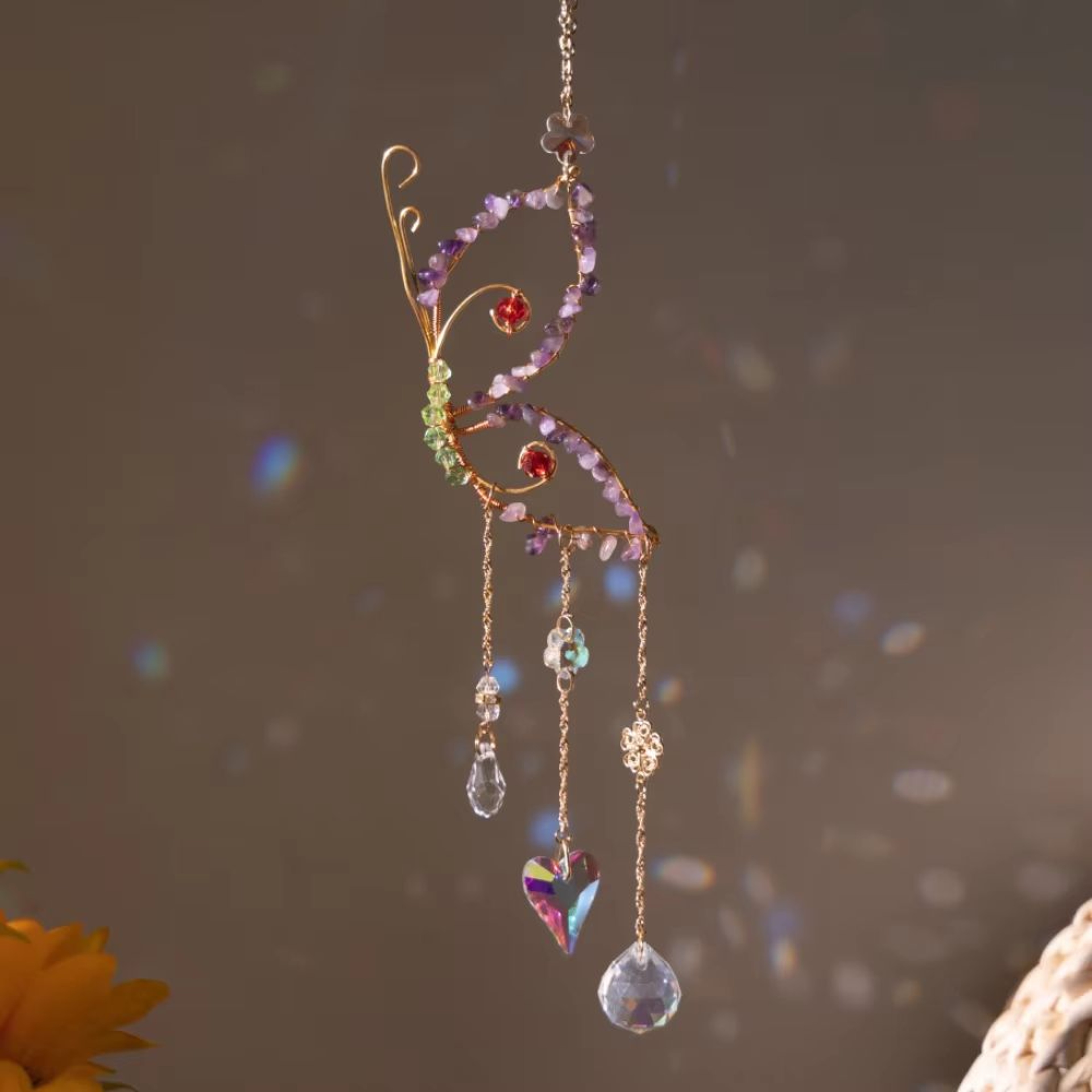 Crystal Sun Moon Wind Chime Suncatcher Prism Hanging Decor For Window And Garden 7