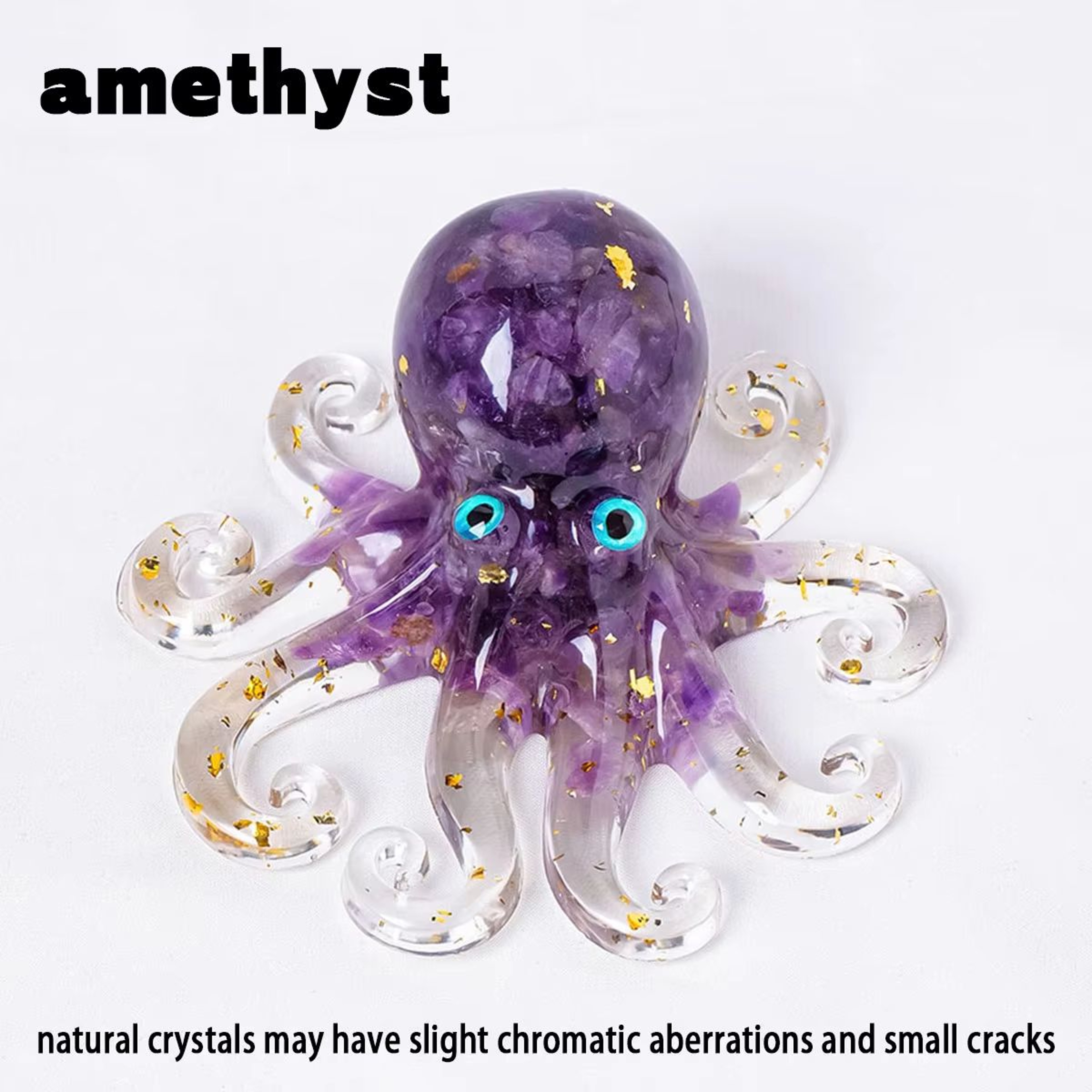 Natural Crystal Octopus Resin Statue Reiki Healing Decorative Ornament 7