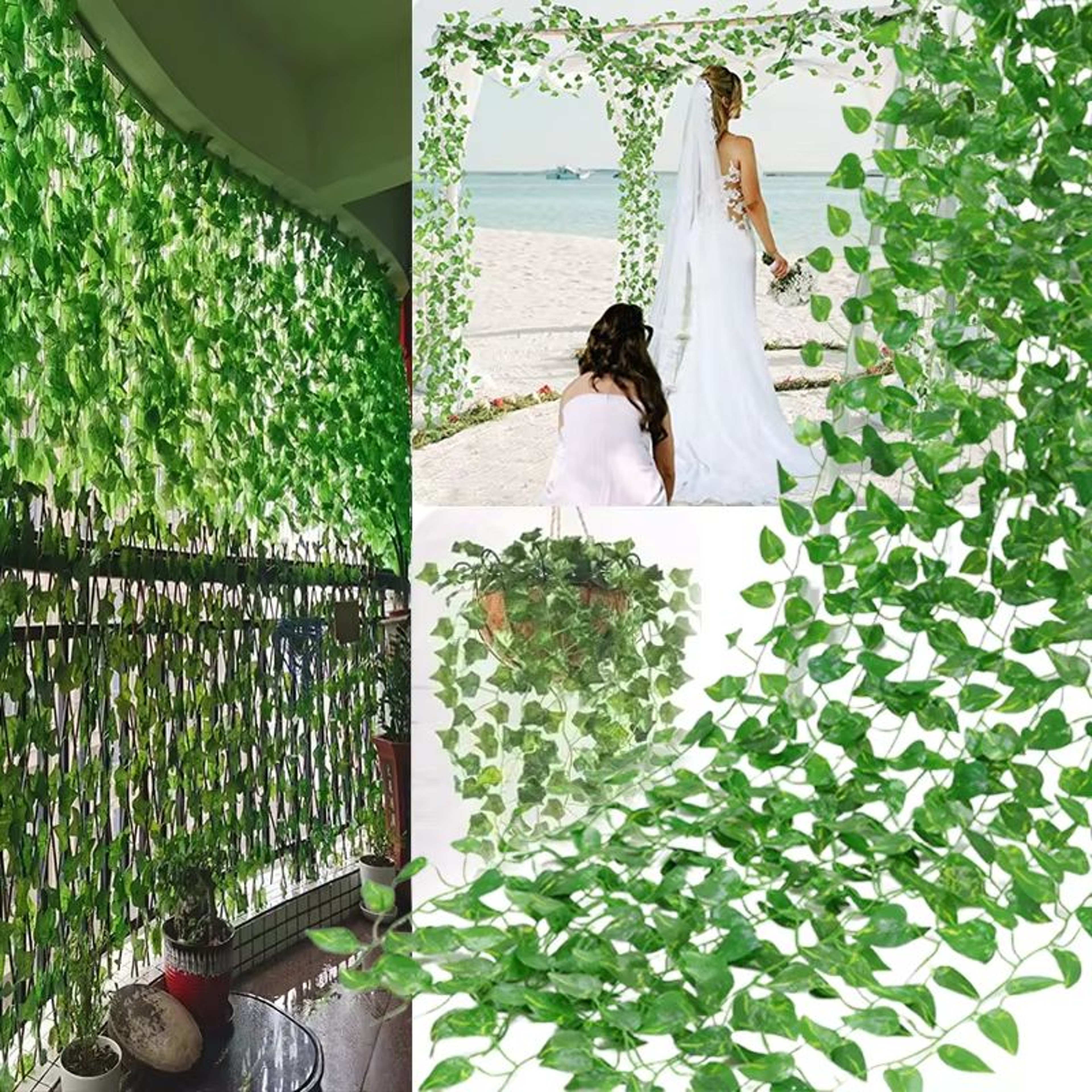 Artificial Ivy Garland Hanging Vine Realistic Green Leaves Wall And Garden Decor 3