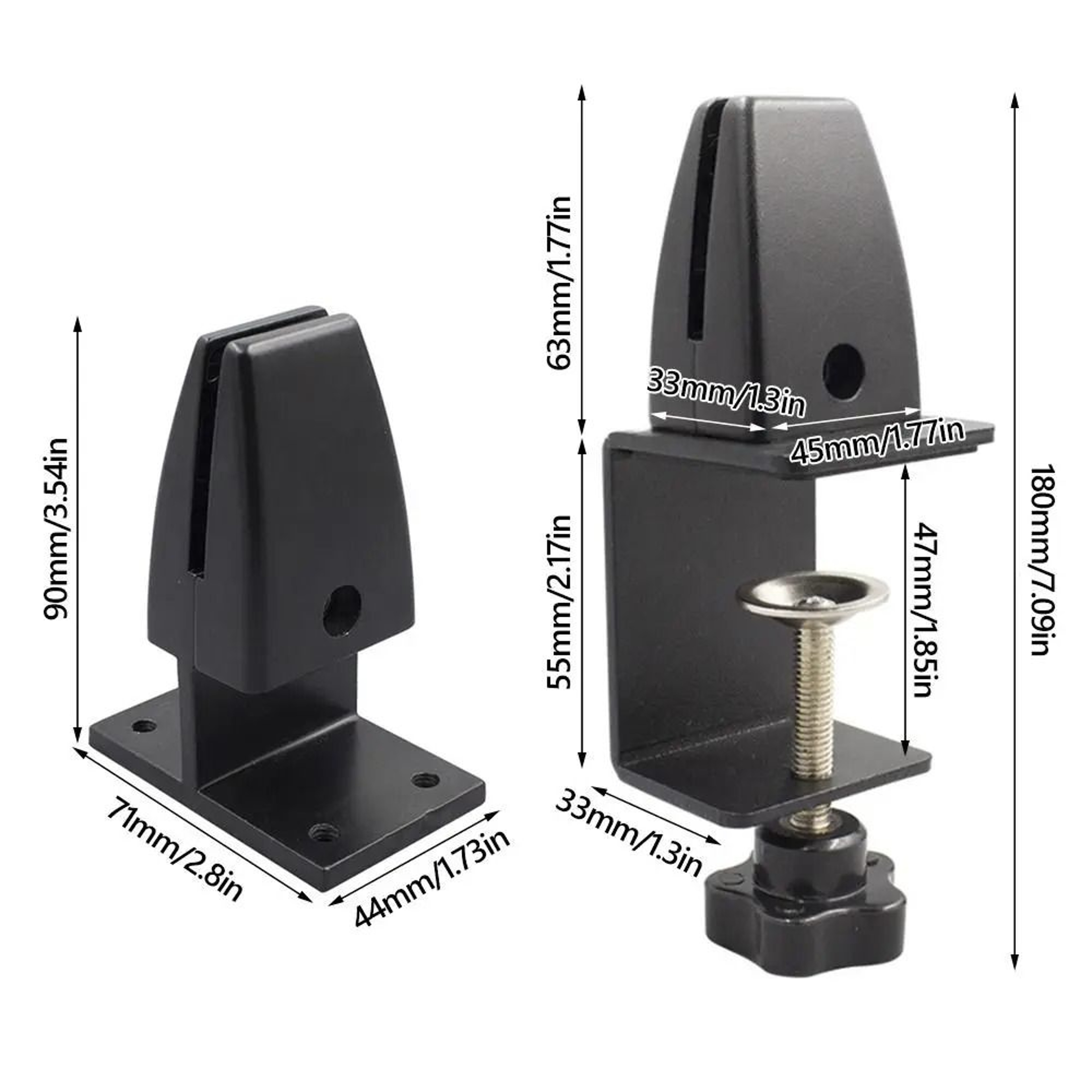 Adjustable Aluminum Desk Partition Clamp Glass Divider Clip Black White Silver 5