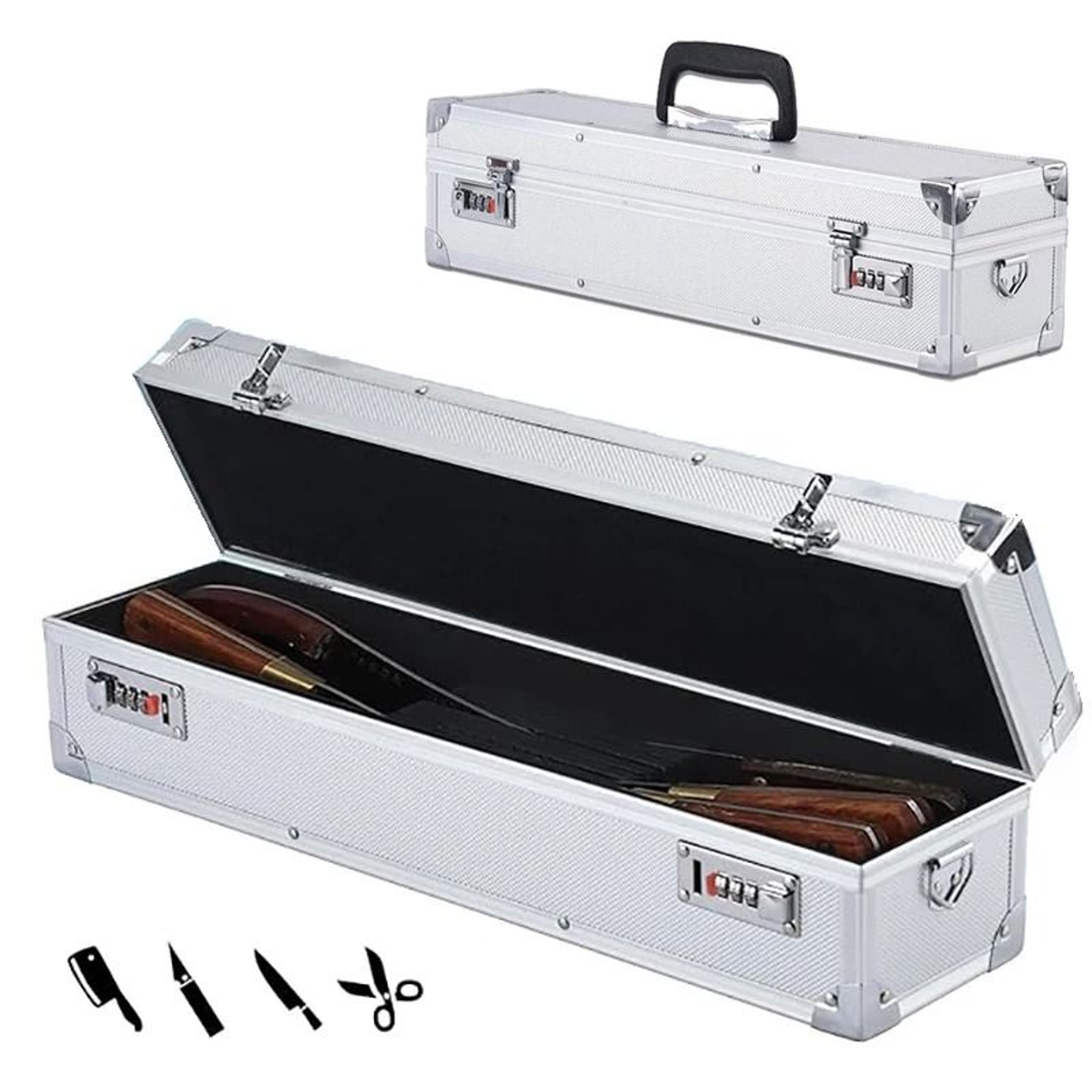 Lockable Chef Knife Storage Case Aluminum Hard Shell Knife Organizer Box For Safe Travel And Storag 0