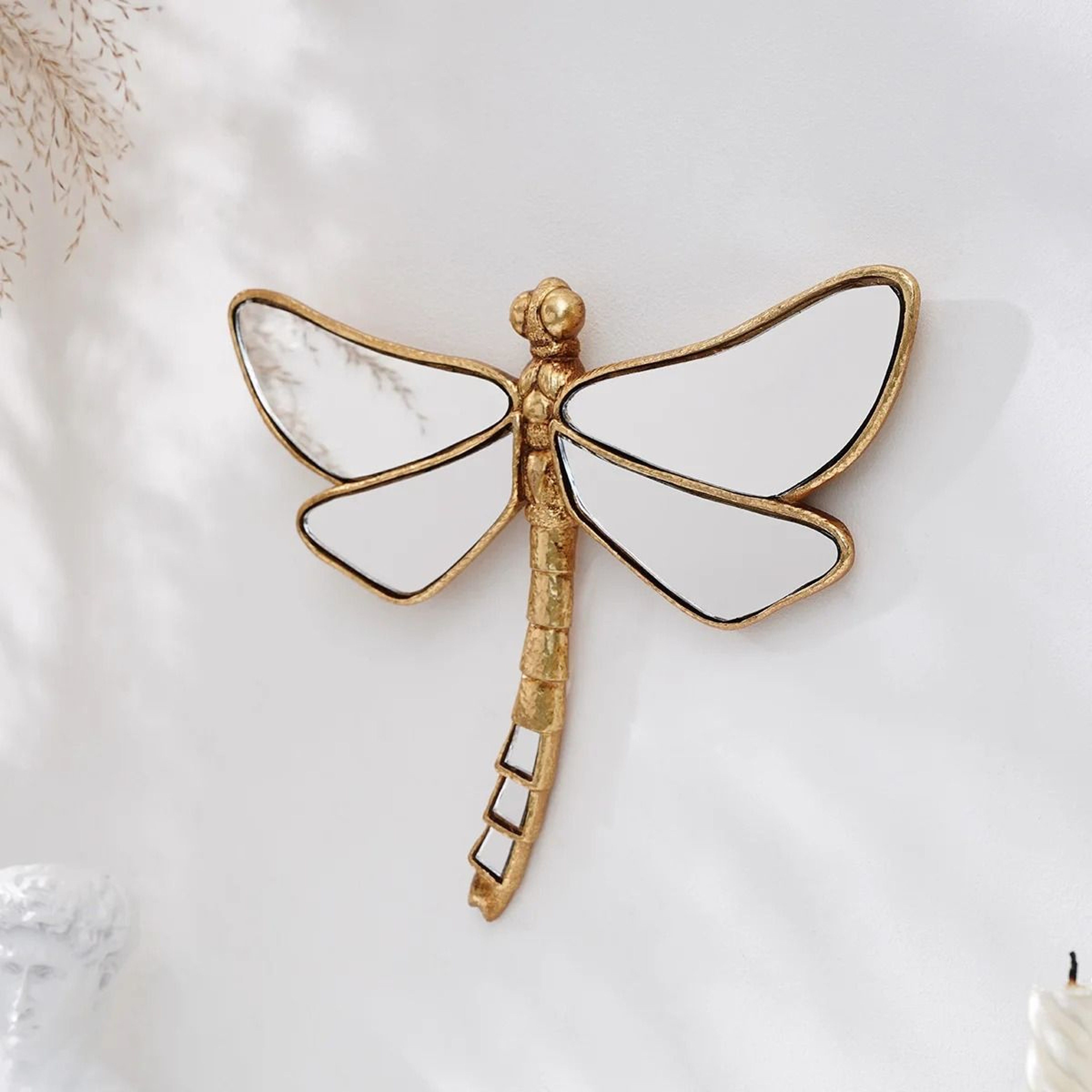 Golden MirrorFinish Dragonfly Wall Hanging Resin Decor 4