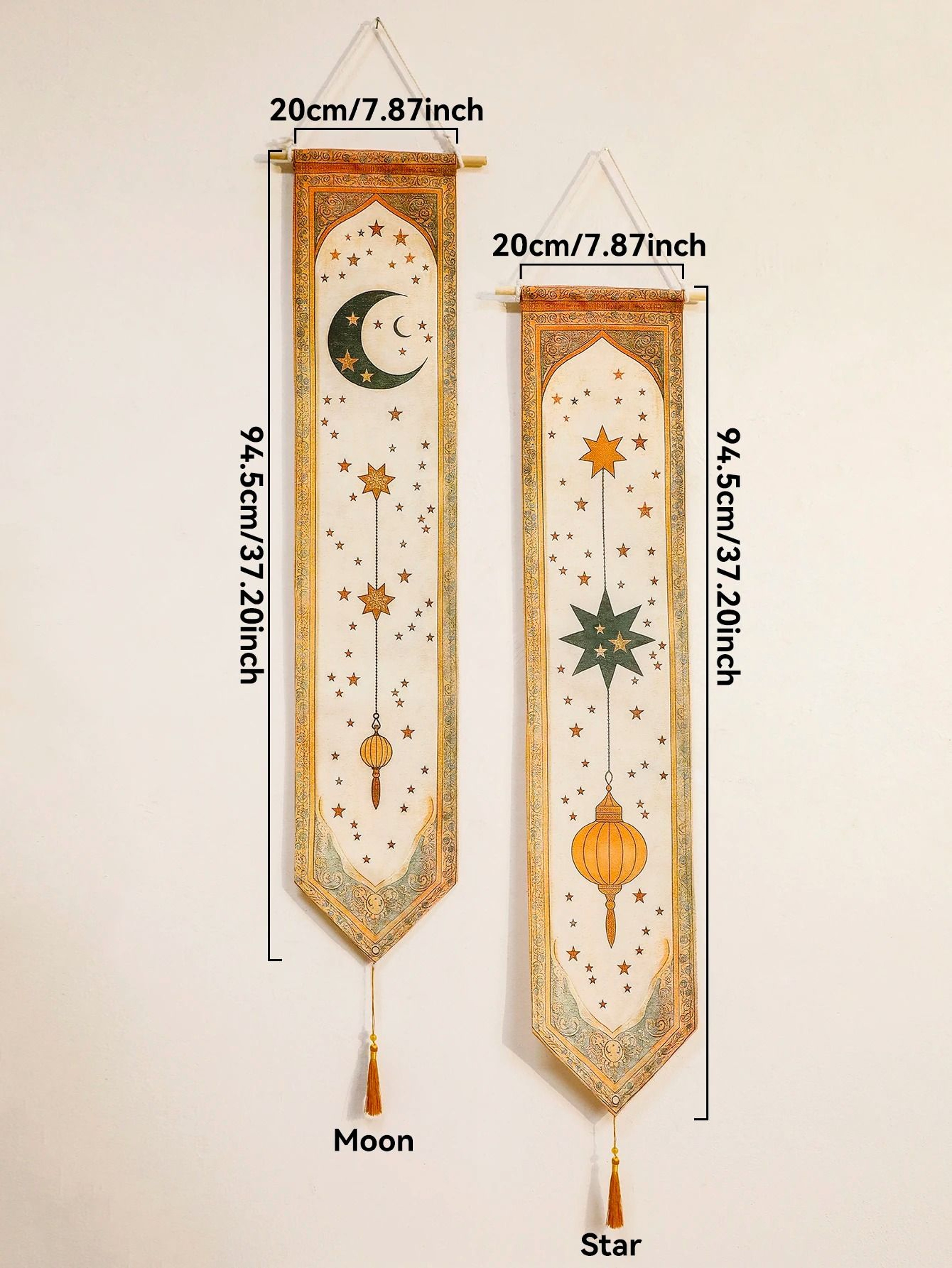 Islamic Ramadan Moon Star Lantern Wall Banner Eid Mubarak Tapestry Decor 6