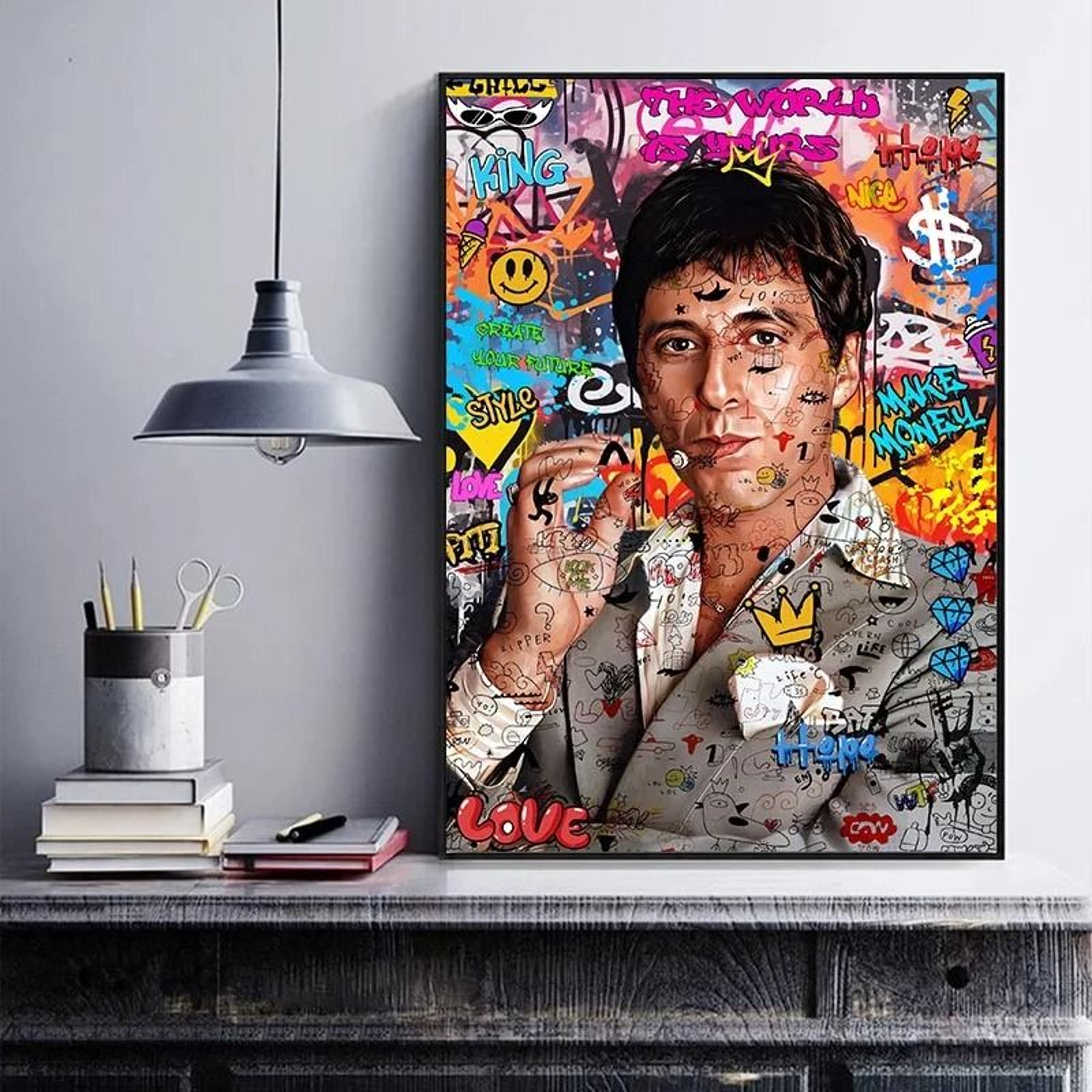 Retro 80s Gangster Graffiti Canvas Wall Art Print For Urban Street Style Decor 3