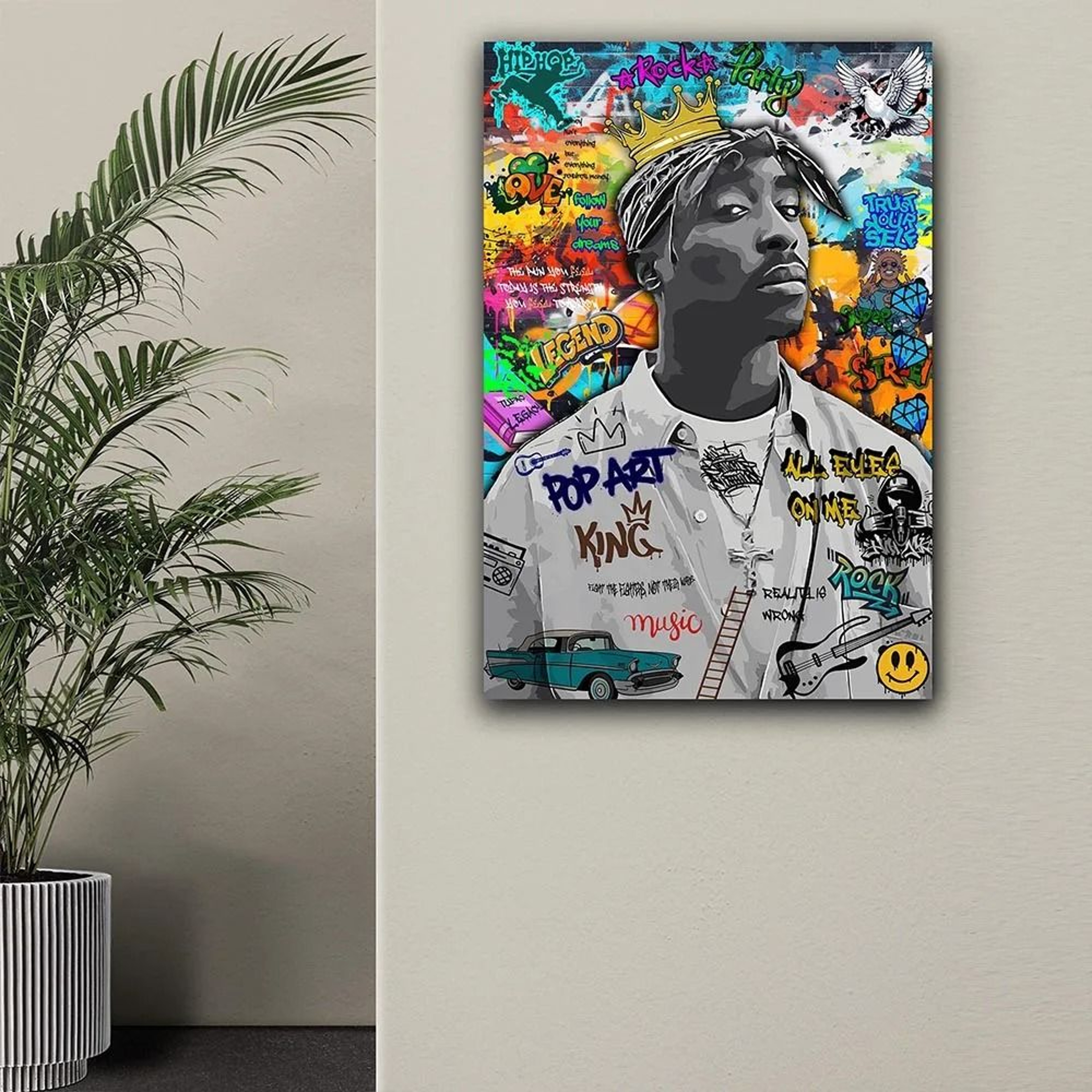 Retro 80s Gangster Graffiti Canvas Wall Art Print For Urban Street Style Decor 5
