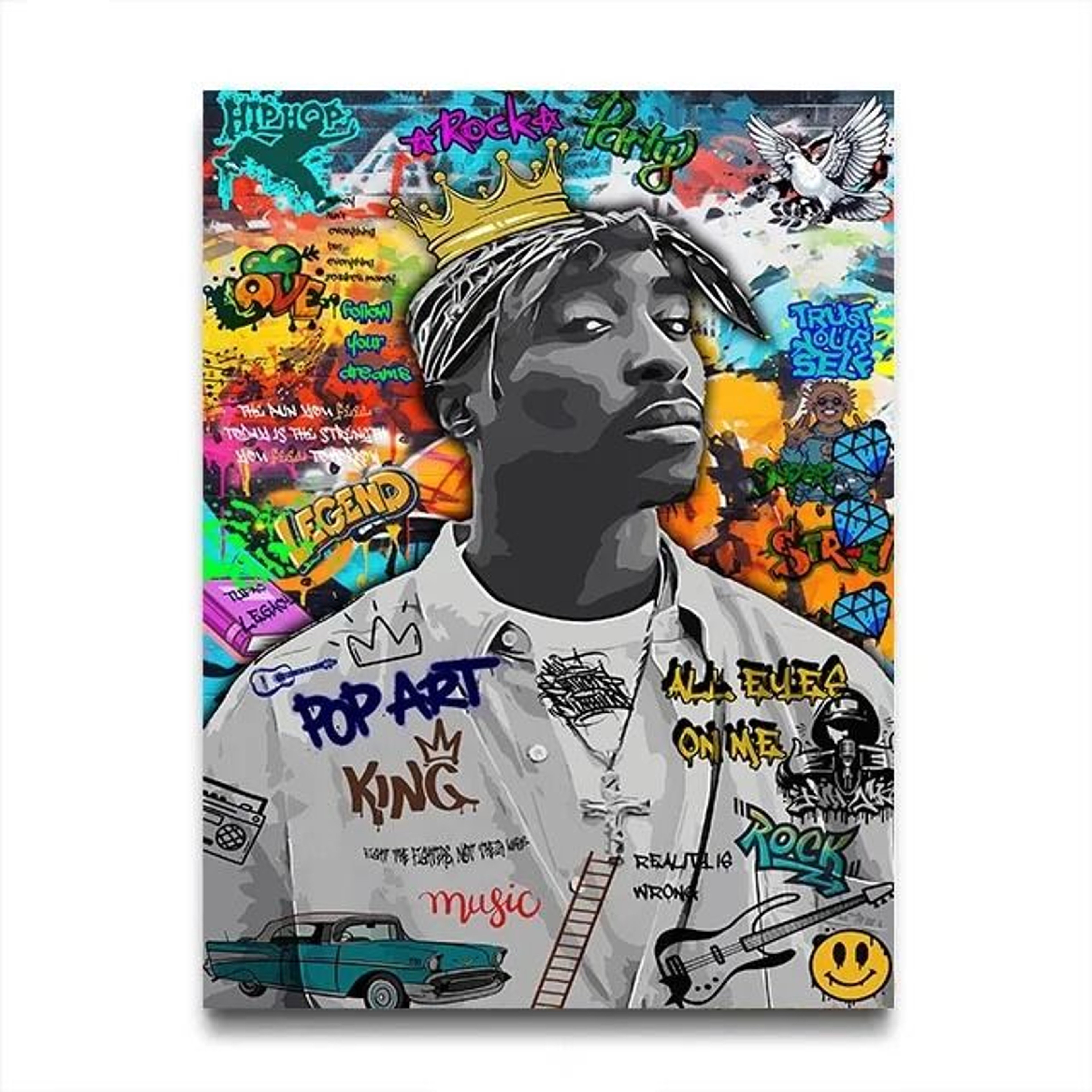 Retro 80s Gangster Graffiti Canvas Wall Art Print For Urban Street Style Decor 13