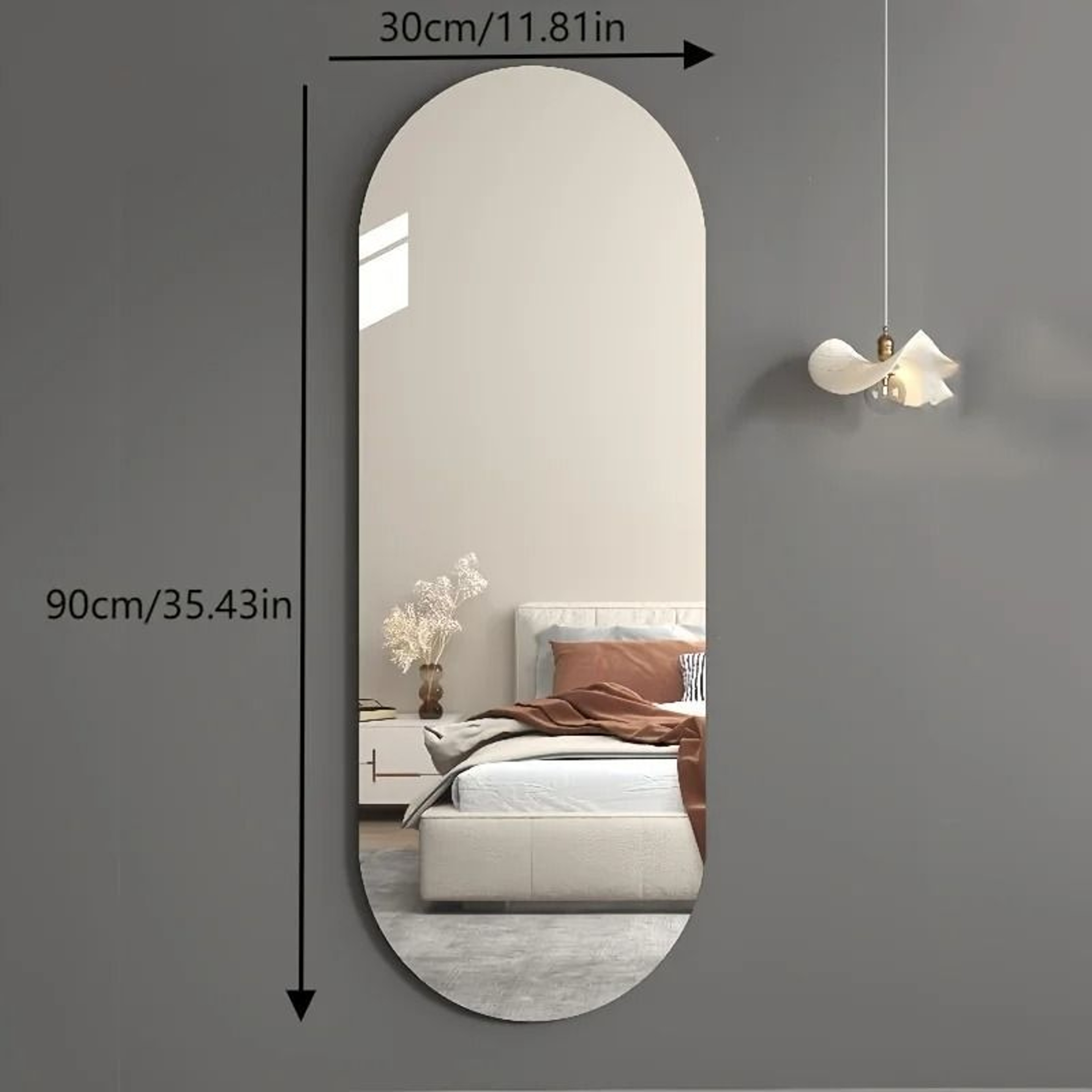 Frameless Arched Acrylic Wall Mirror SelfAdhesive FullLength Decor 2mm Thick 6