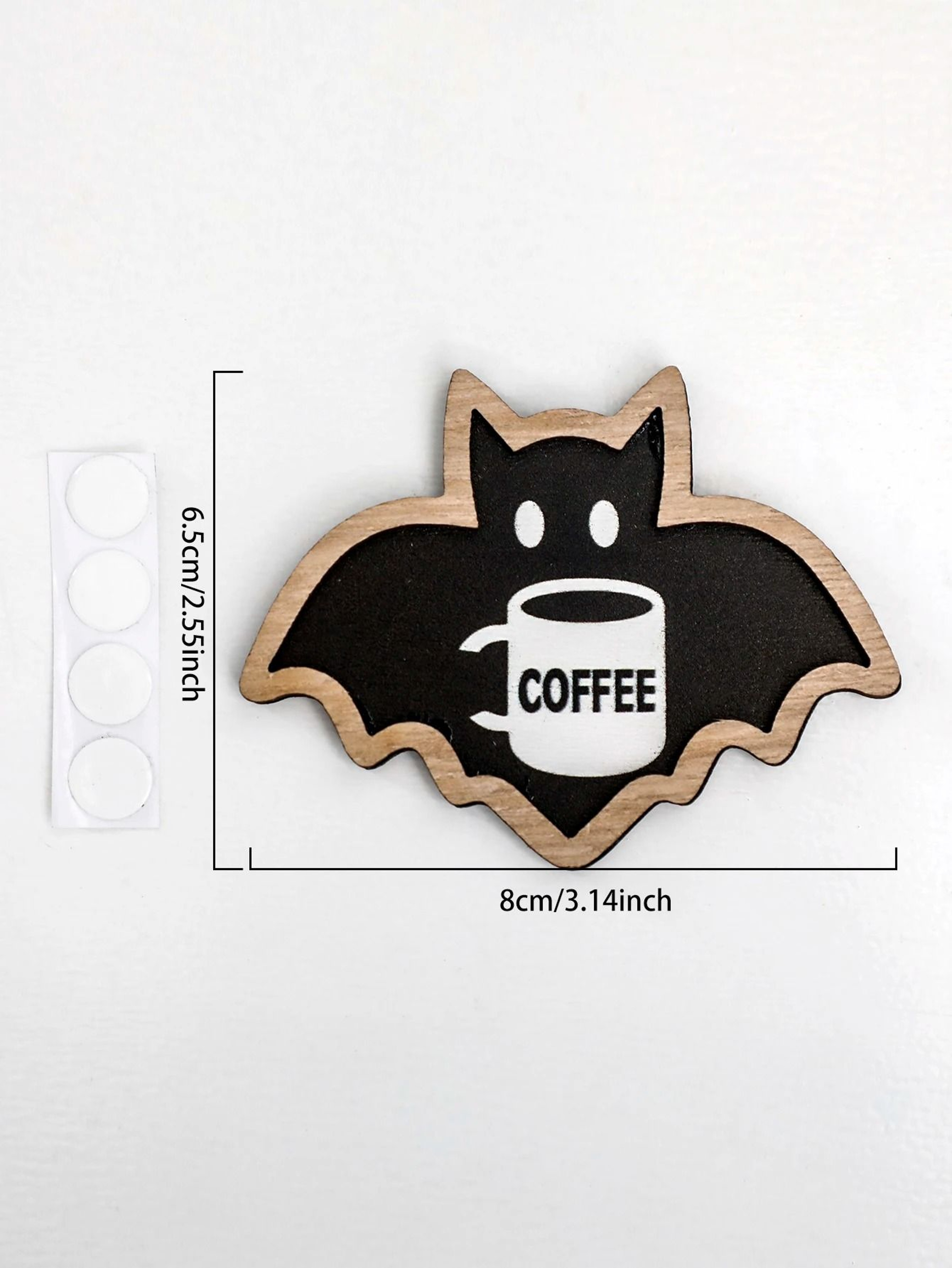 Cute Wooden Bat Coffee Cup Sticker Hanging Decor For Halloween Kitchen  Fridge 6