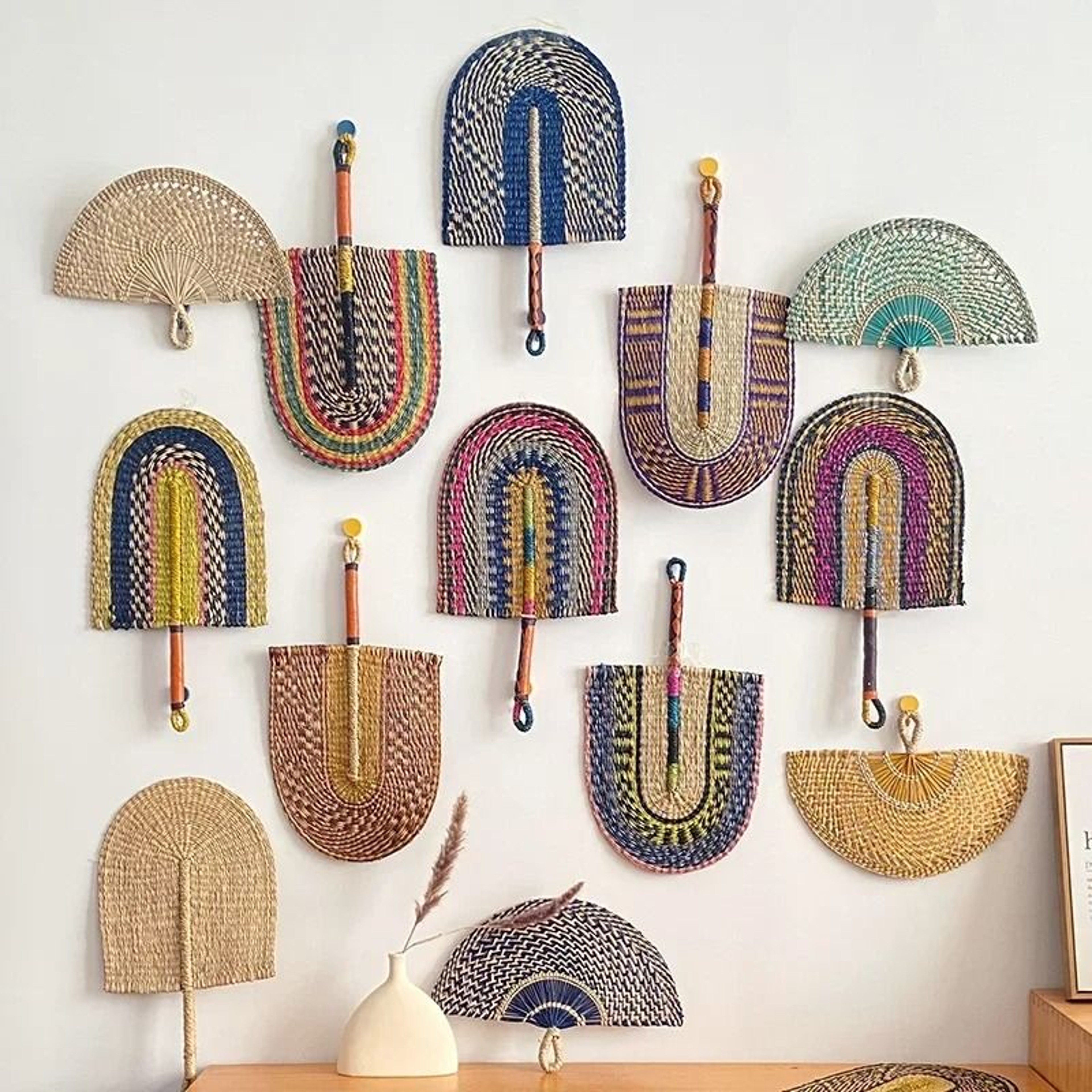 Nordic Handwoven Seaweed Wall Fan  Boho Natural Hanging Decor Accent 2