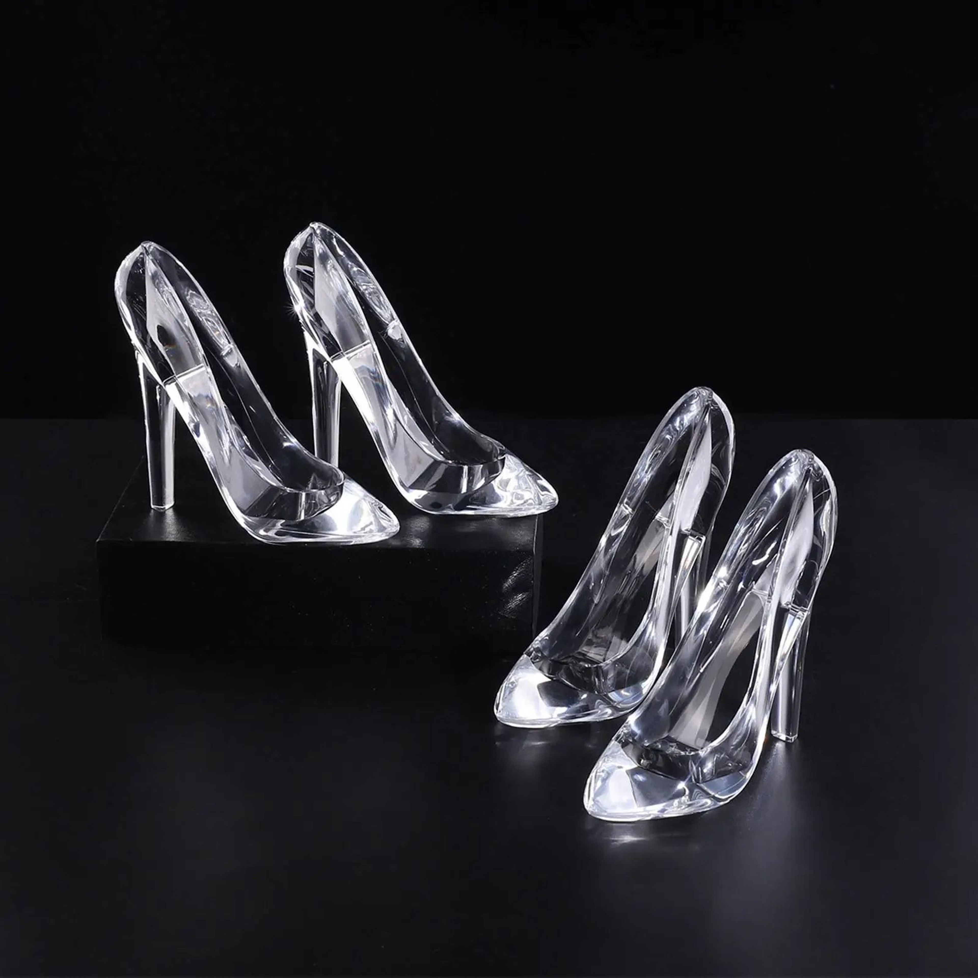 Crystal Cinderella Glass Slipper Figurine Elegant Acrylic High Heel Decor 5
