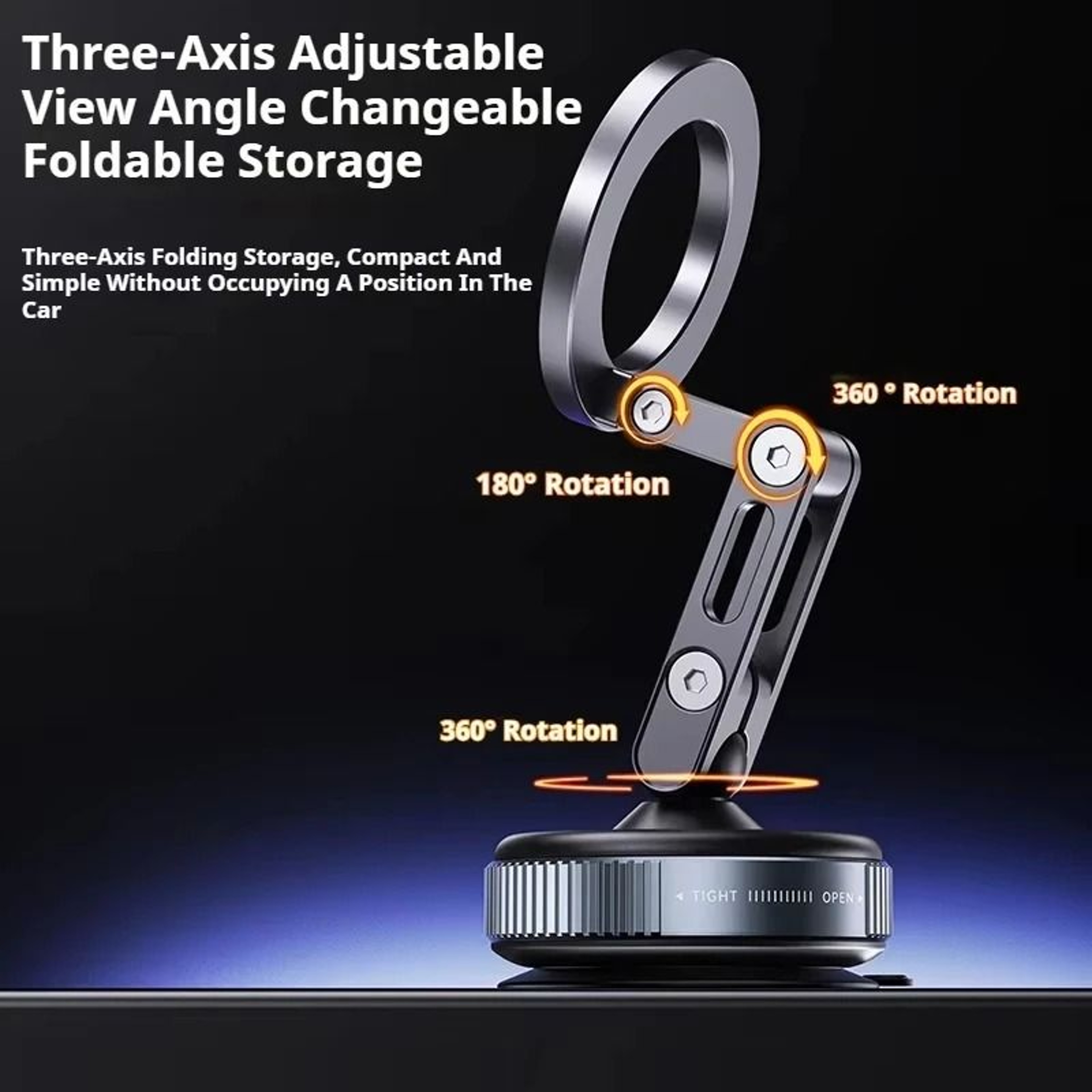 Magnetic Vacuum Phone Holder Rotating Folding Suction Stand Multi Use Mount 3