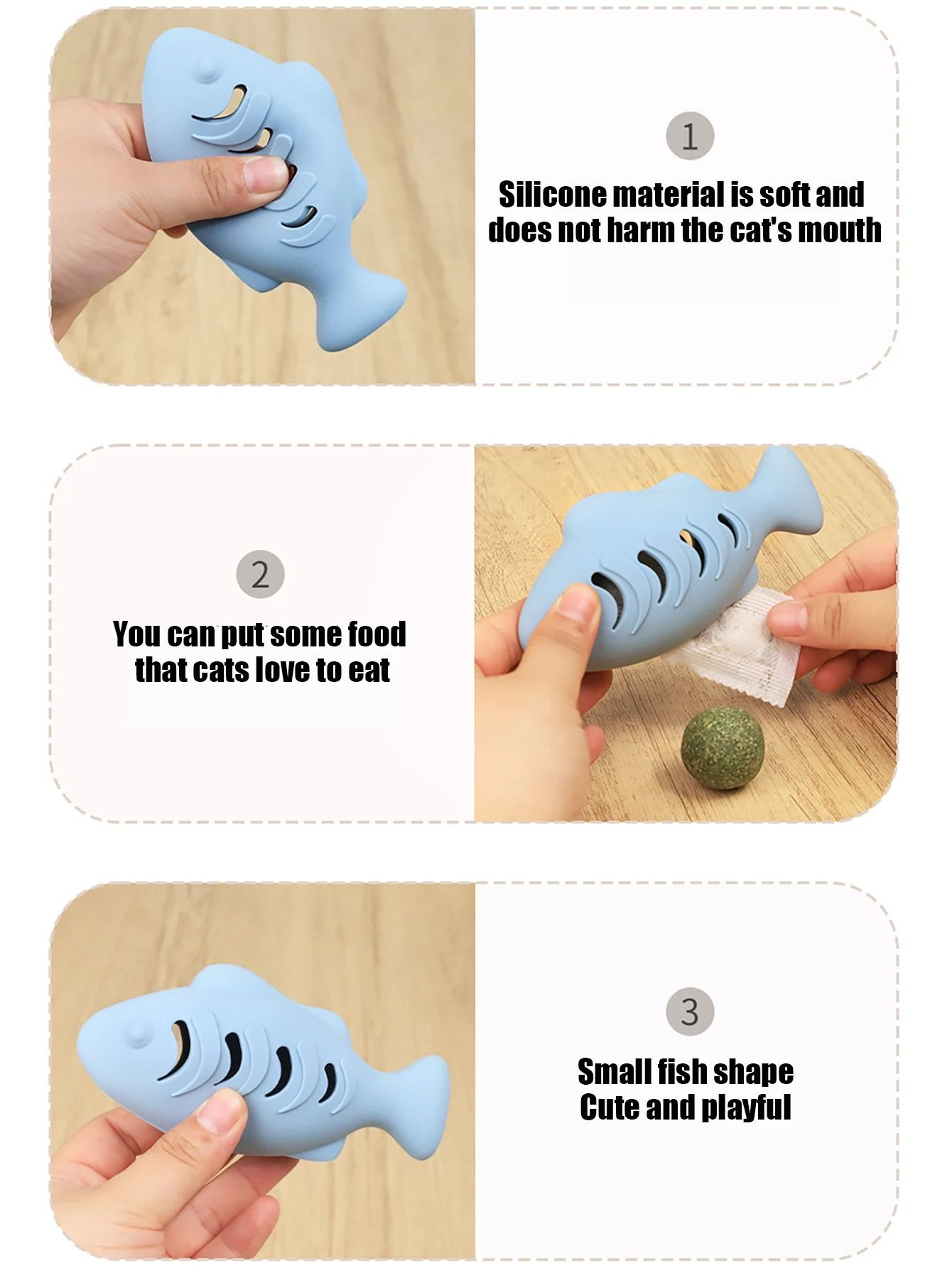 Fish Shaped Cat Chew Toy And Treat Dispenser 3