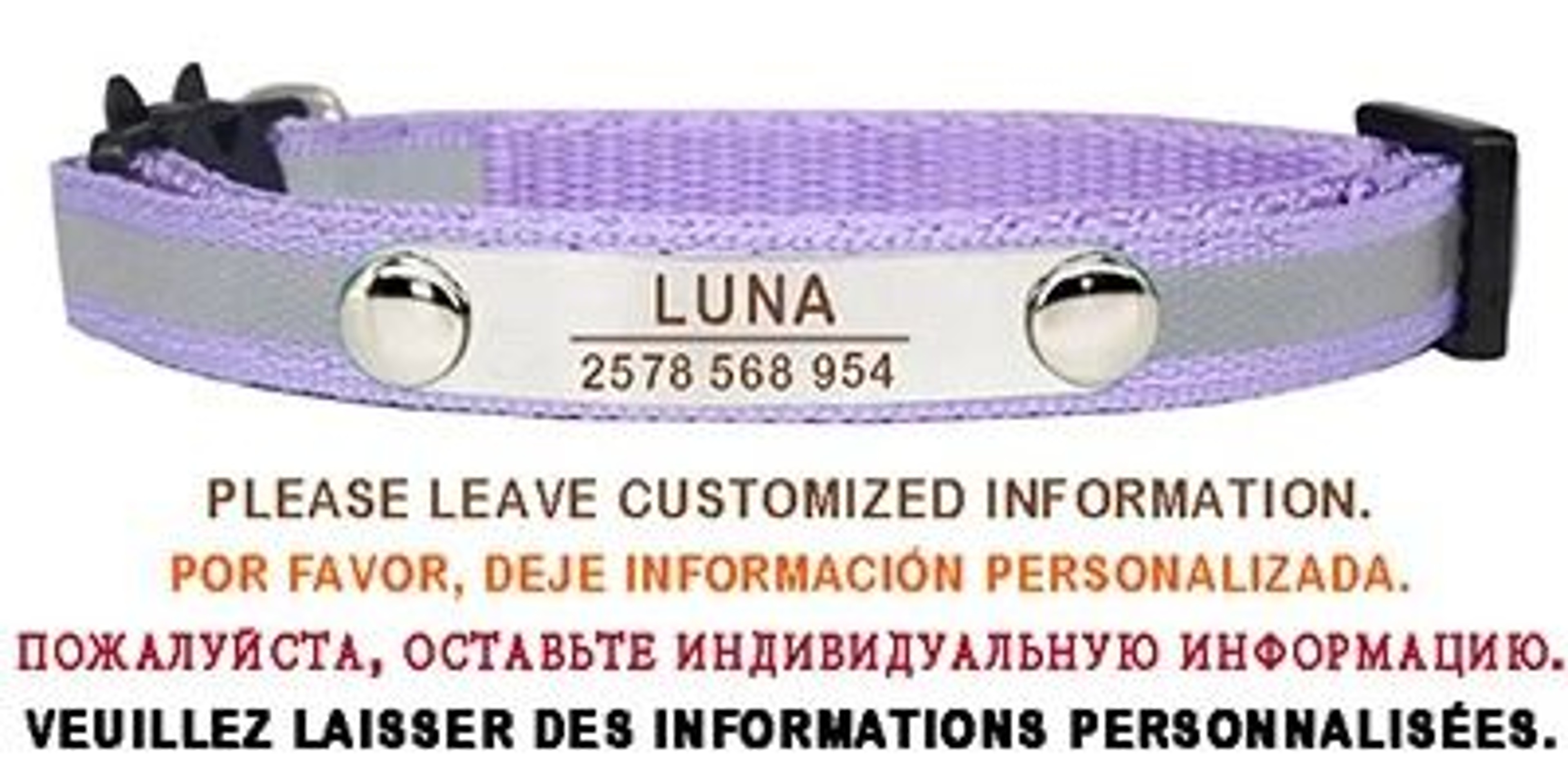 Personalized Reflective Cat Collar With Engraved ID Tag And Safety Breakaway Buckle 14