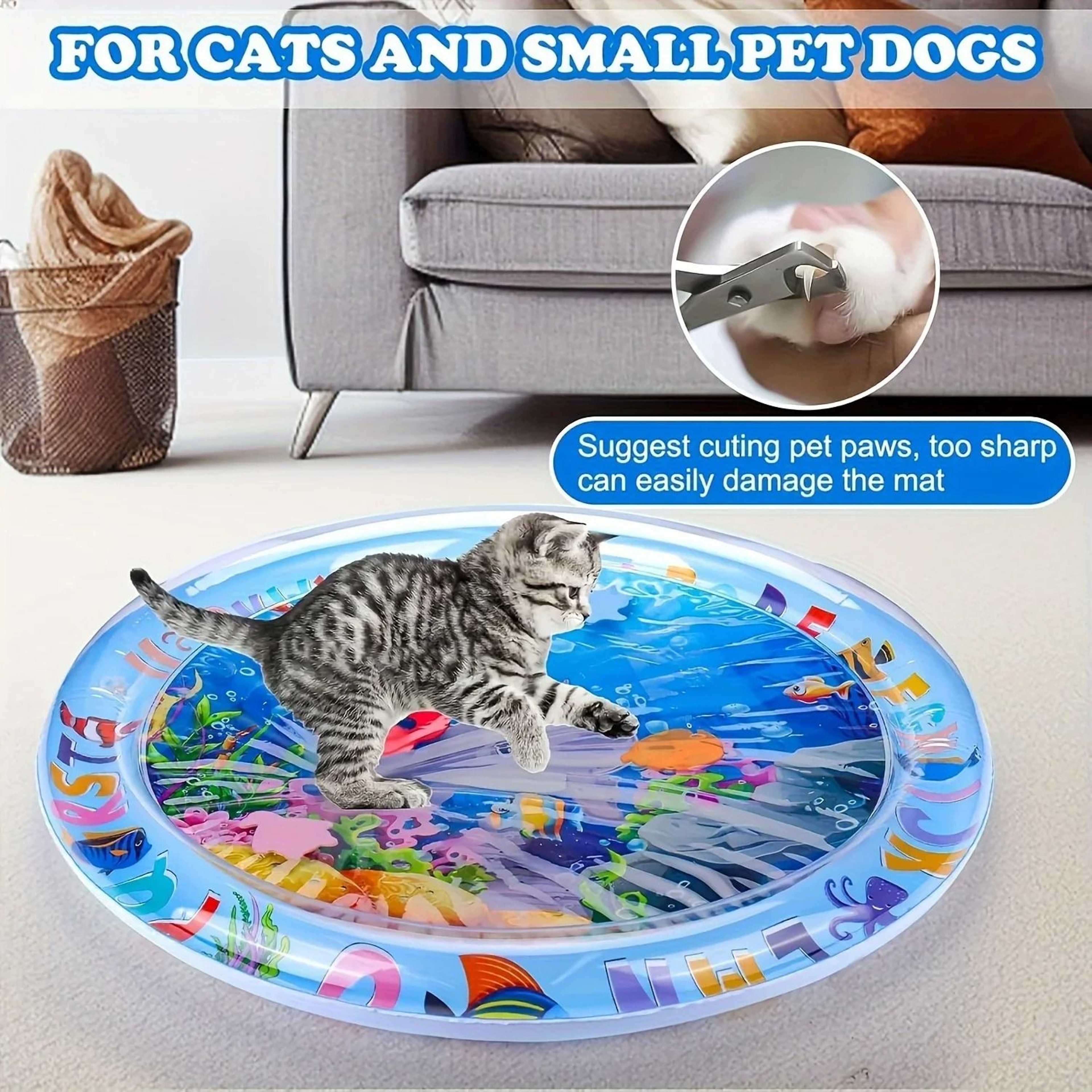 Interactive Floating Fish Water Sensory Play Mat For Cats 3