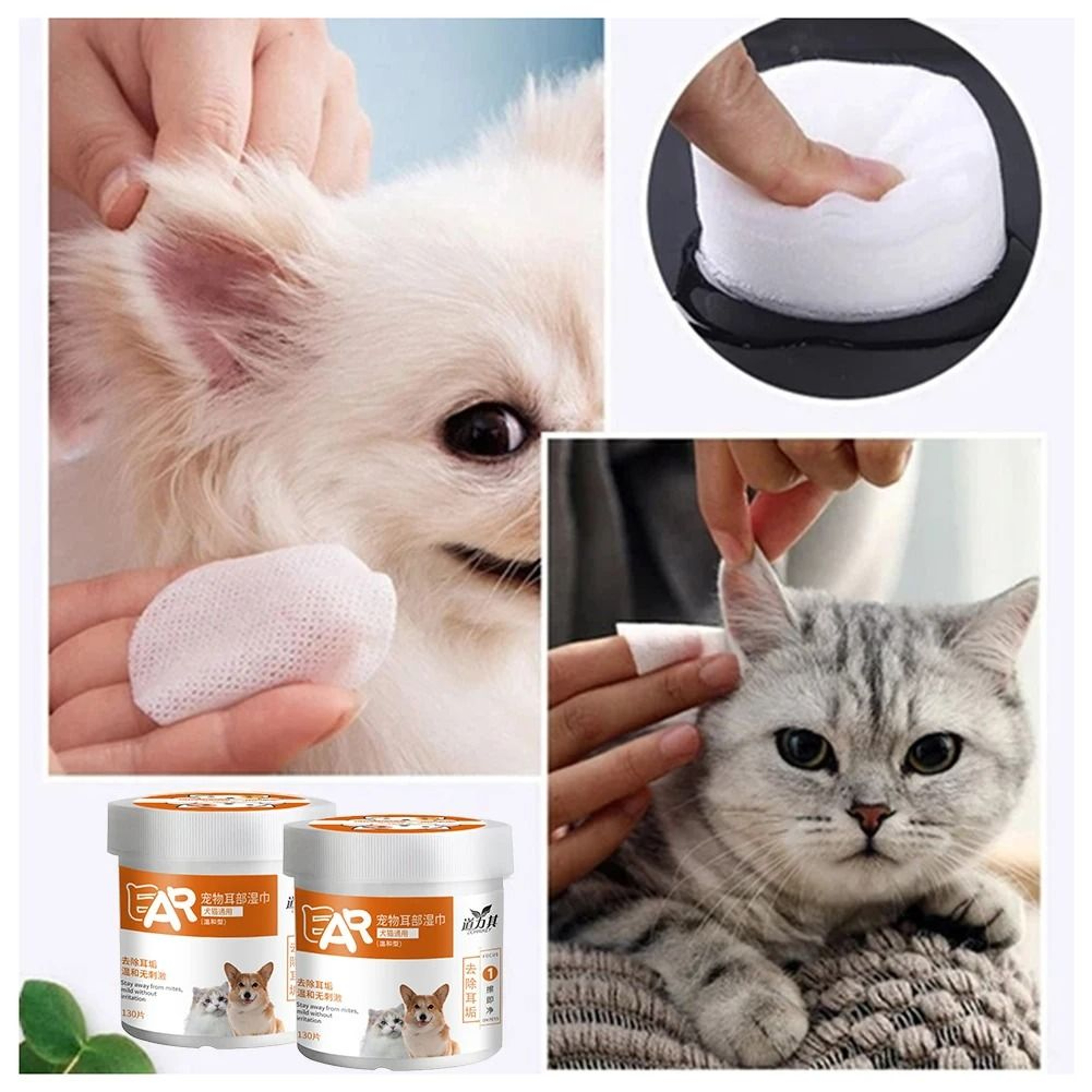 130Piece Pet Eye  Ear Cleaning Wipes For Dogs And Cats 1