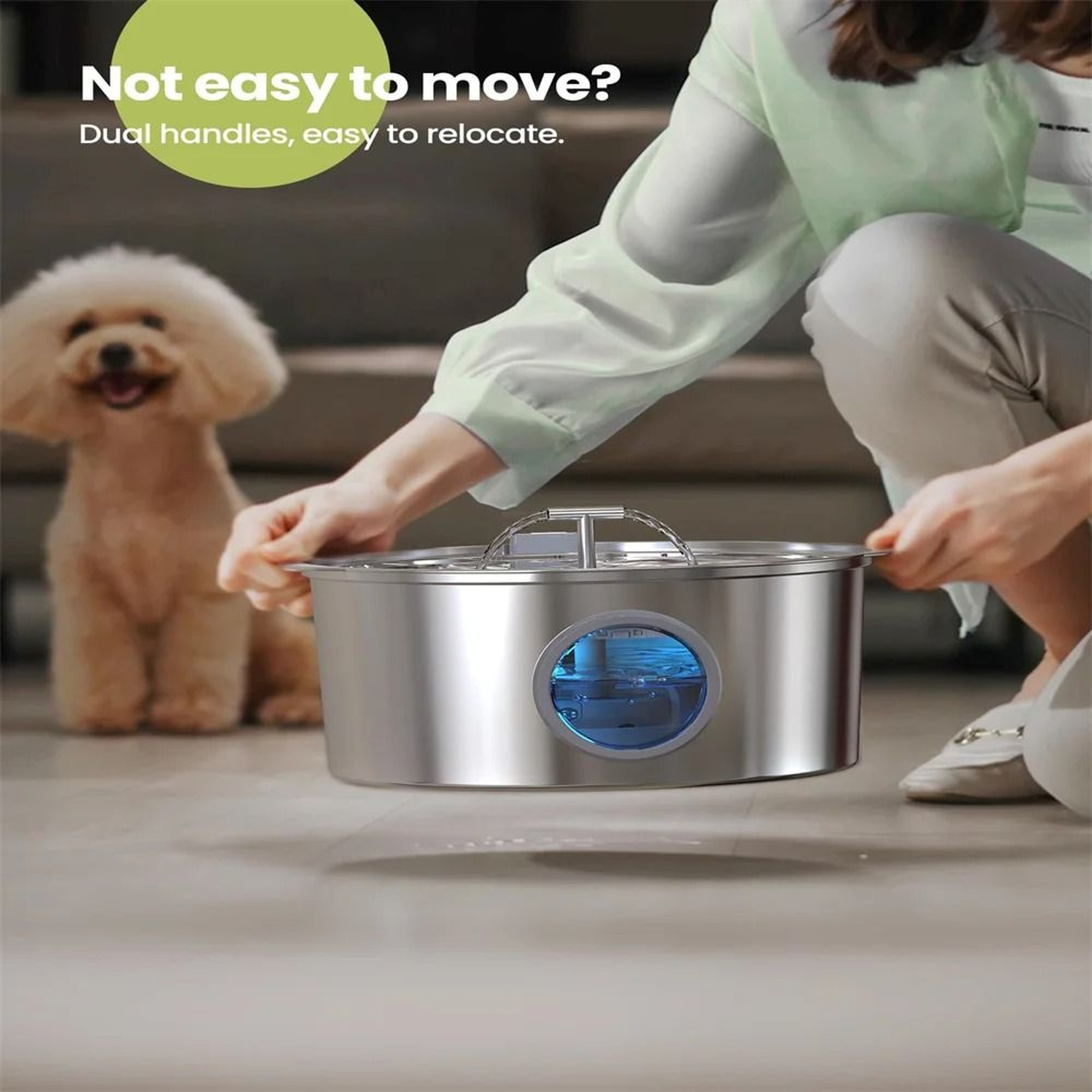 7L Stainless Steel Pet Water Fountain With Water Level Window  Silent Pump 3