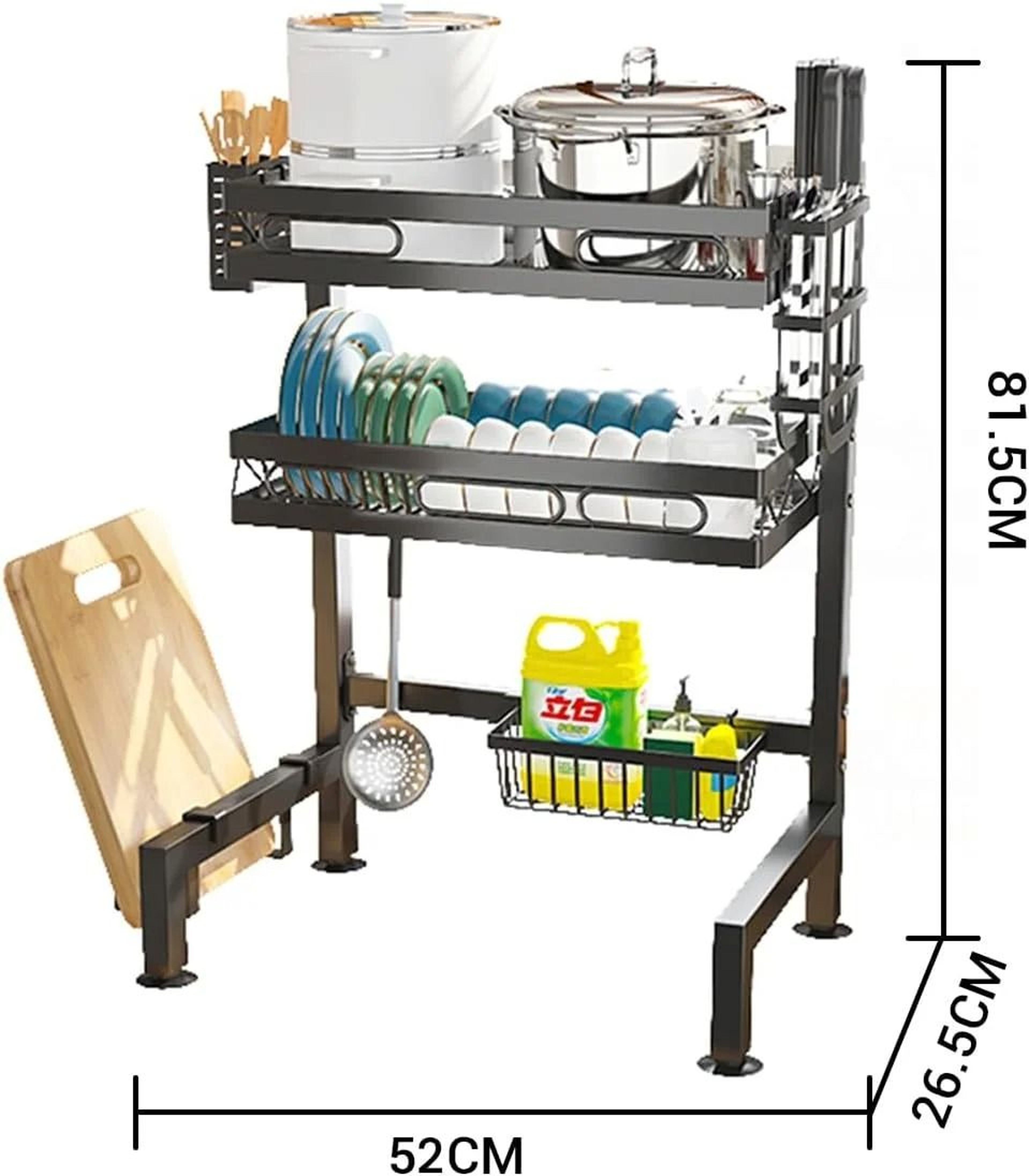 Large Capacity Over Sink Dish Drying Rack Kitchen Organizer Shelf 8