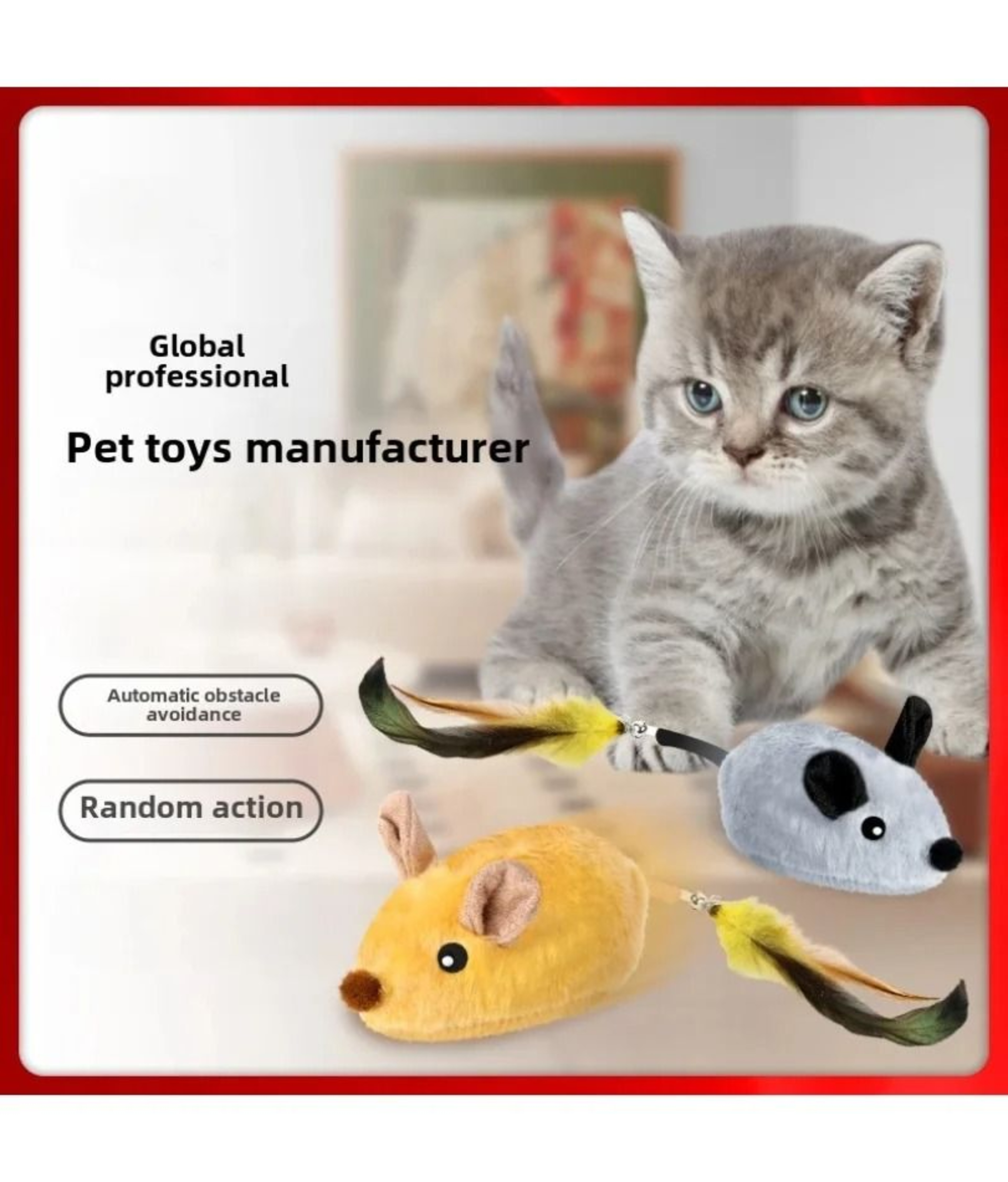 USB Rechargeable Automatic Moving Mouse Cat Toy  Interactive Squeaky Plush Toy For Cats  Kittens 2