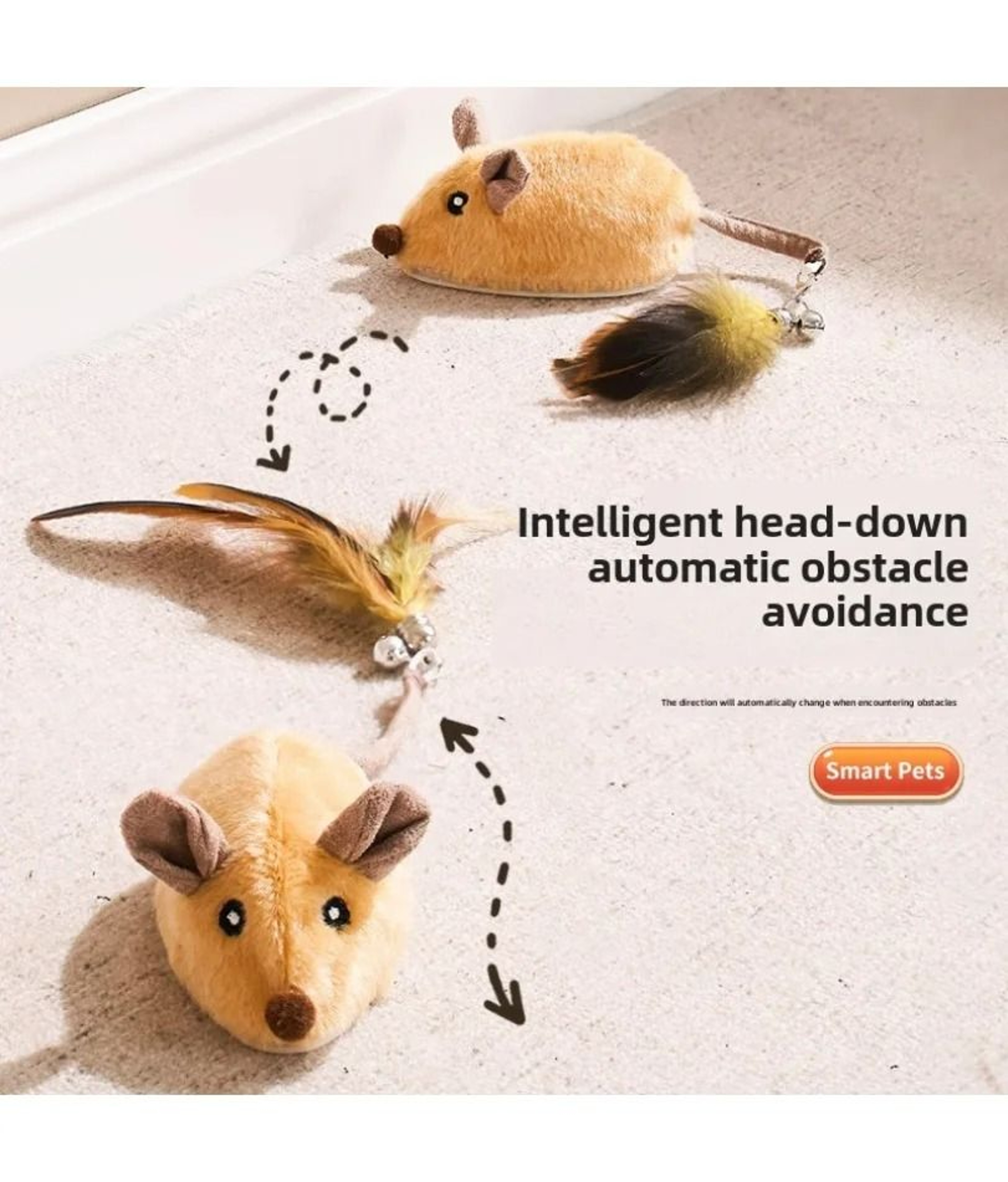 USB Rechargeable Automatic Moving Mouse Cat Toy  Interactive Squeaky Plush Toy For Cats  Kittens 3