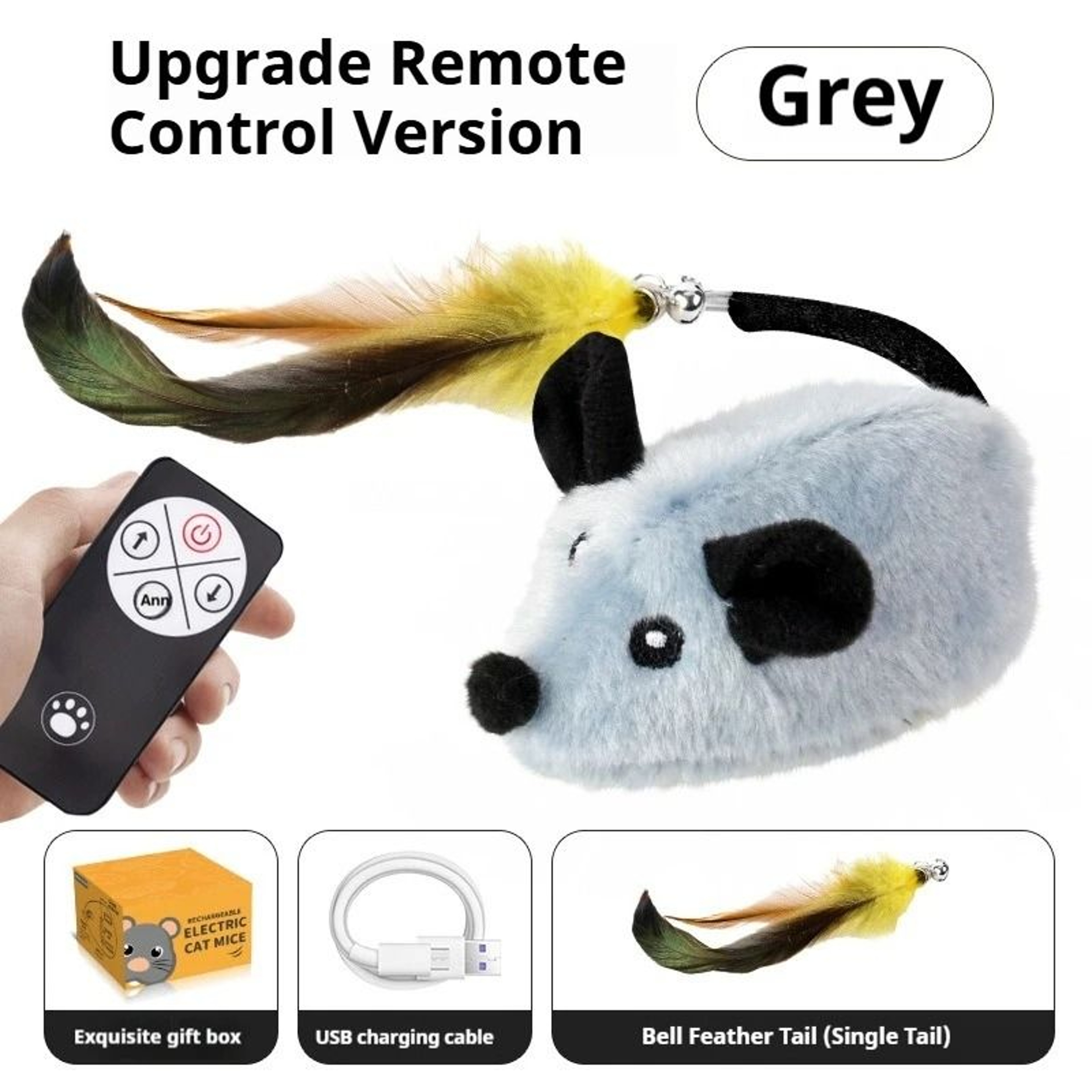USB Rechargeable Automatic Moving Mouse Cat Toy  Interactive Squeaky Plush Toy For Cats  Kittens 6