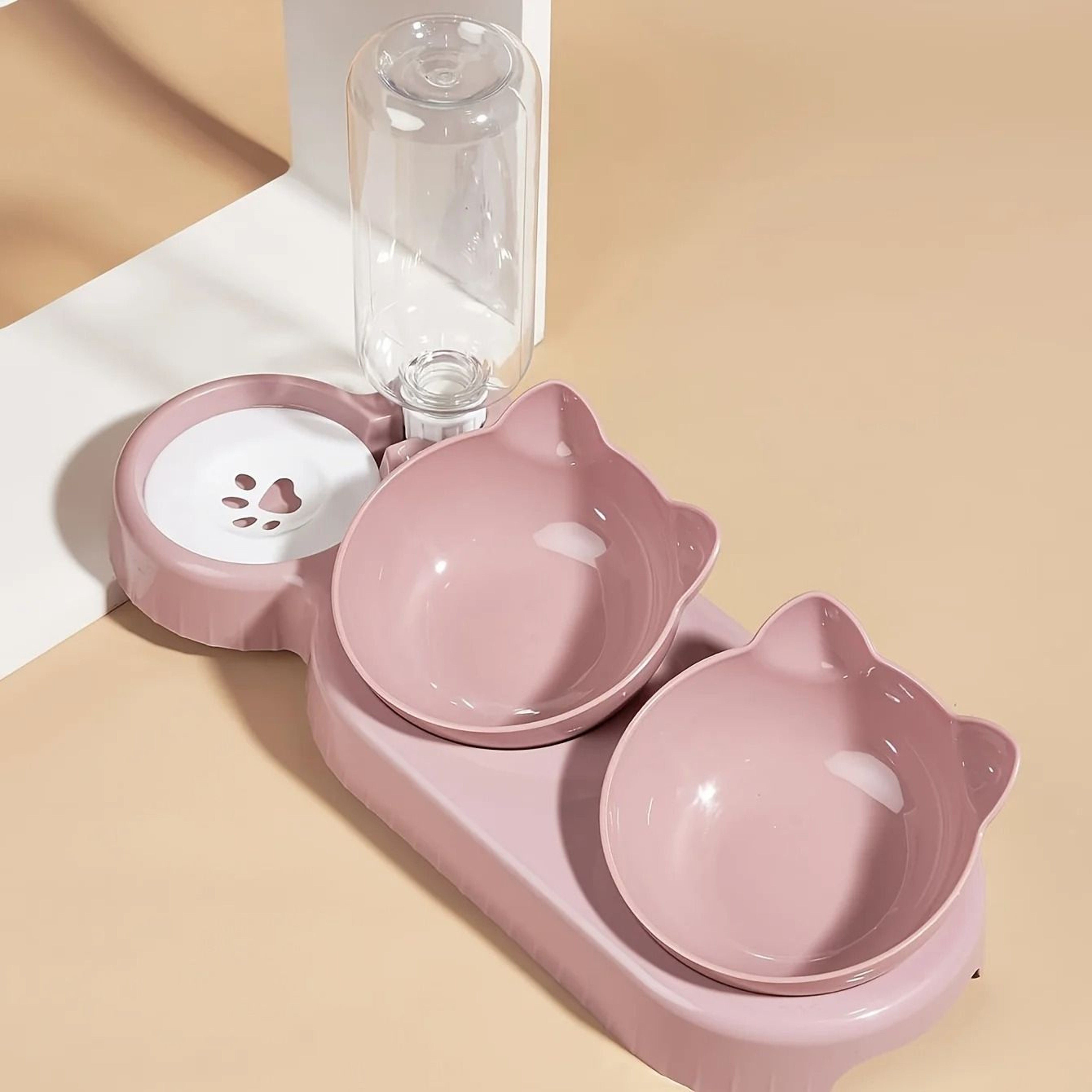3in1 Elevated Cat Feeding Station With Gravity Water Dispenser And Tilted Dual Bowls 10