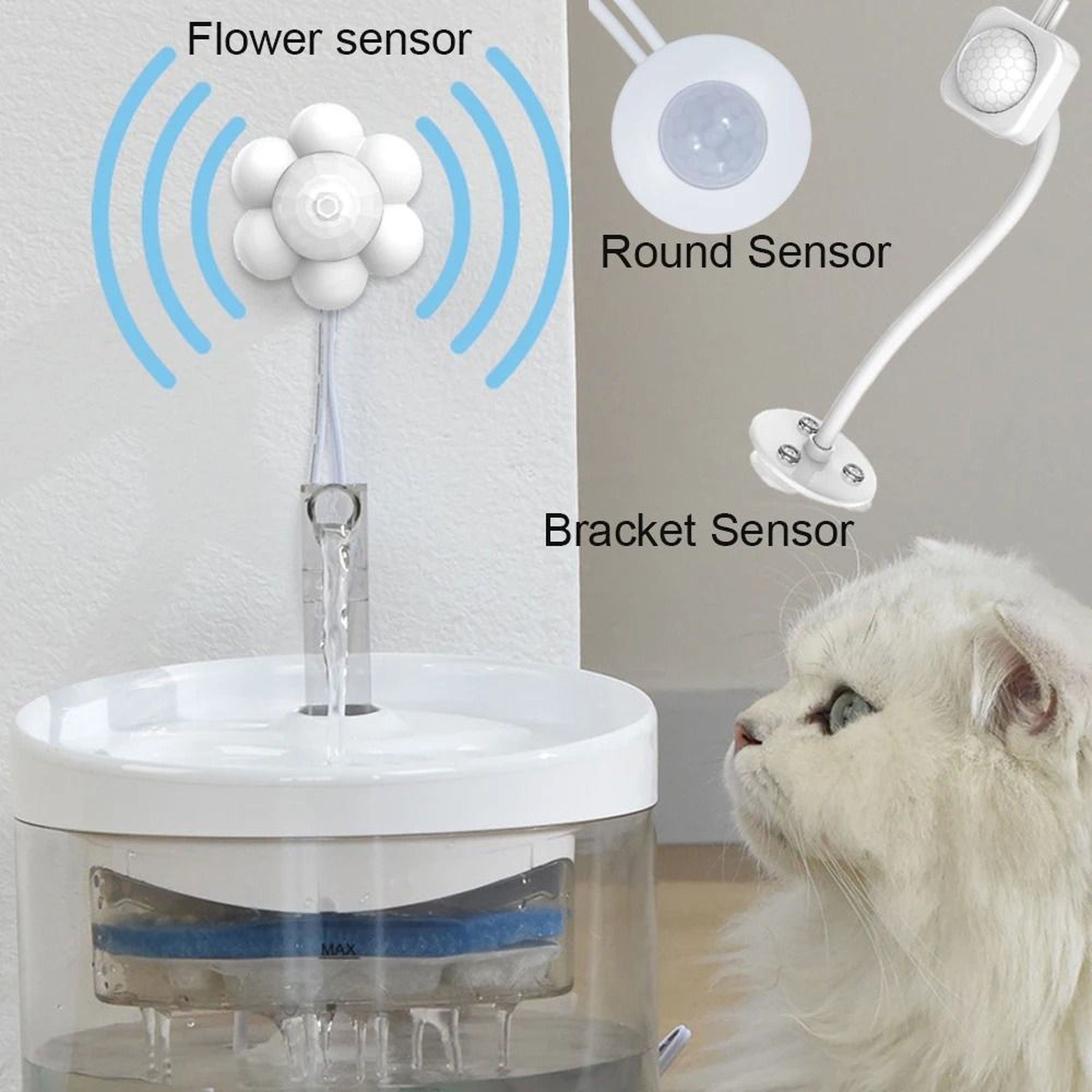 Smart Motion Sensor Pet Water Fountain With Infrared Detection And USB Power 0