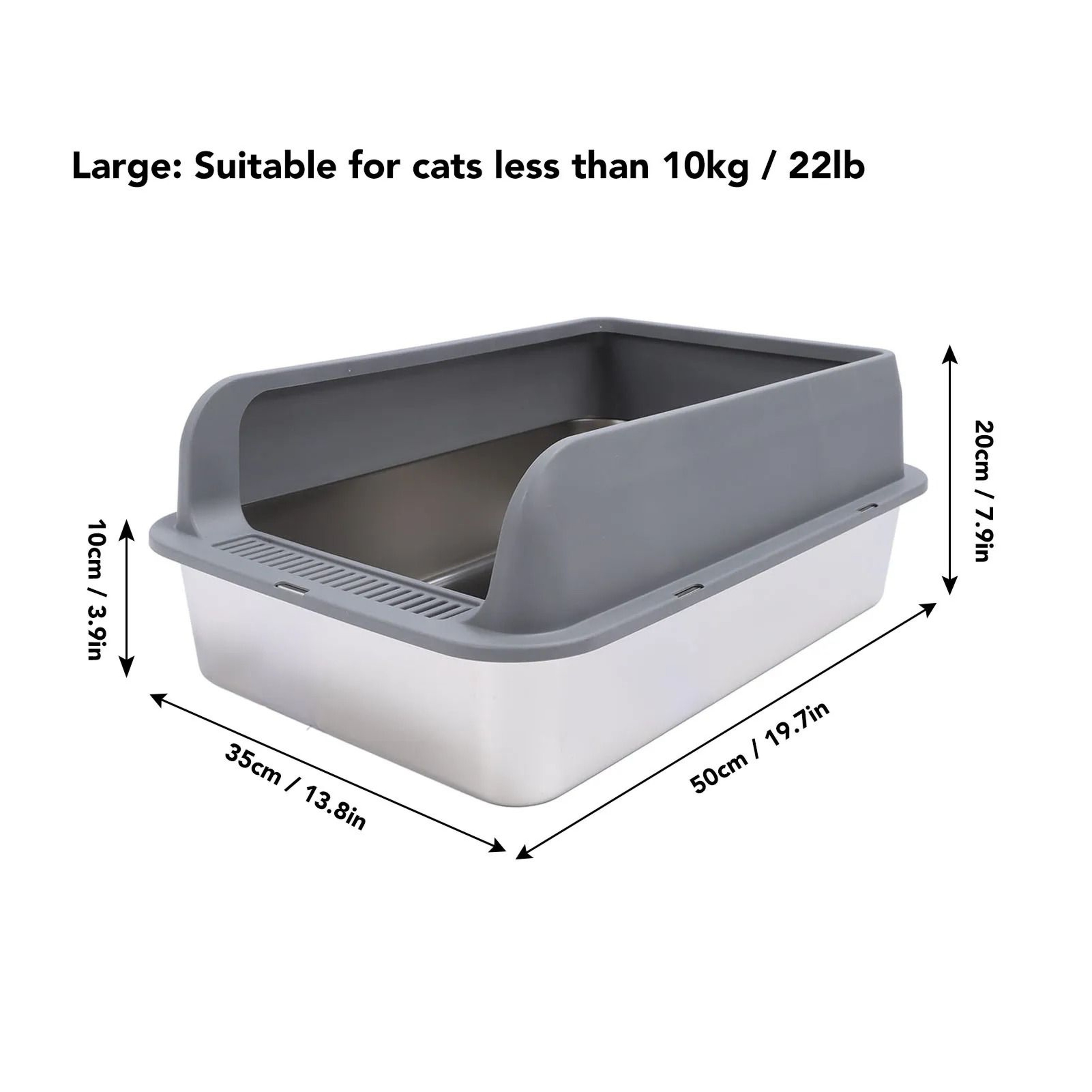 Stainless Steel Cat Litter Box With Lid For Large Cats  Semi Enclosed Anti Splash High Sided Odor C 8