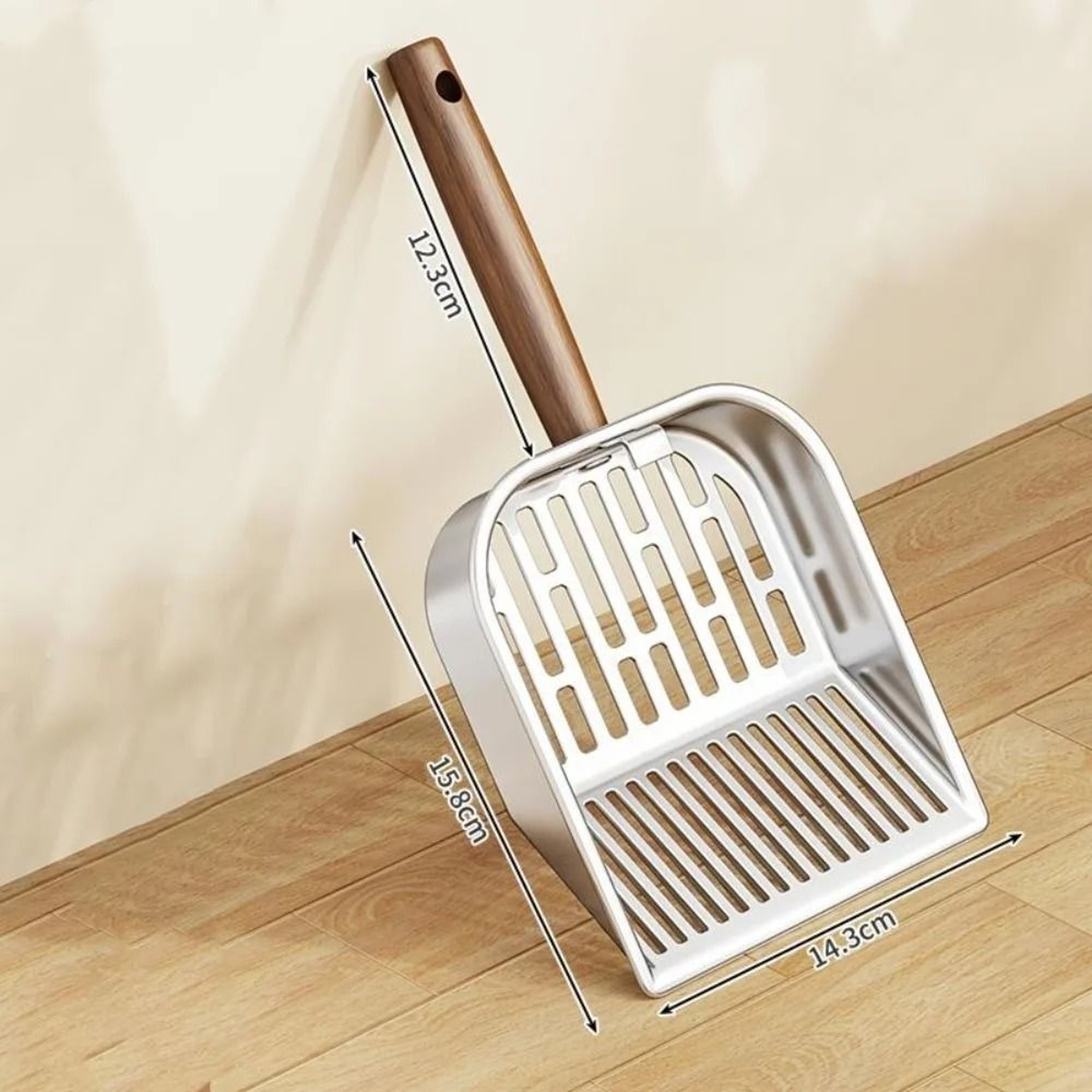 Premium Stainless Steel Cat Litter Scoop With Wooden Handle For Fast  Easy Cleanup 6