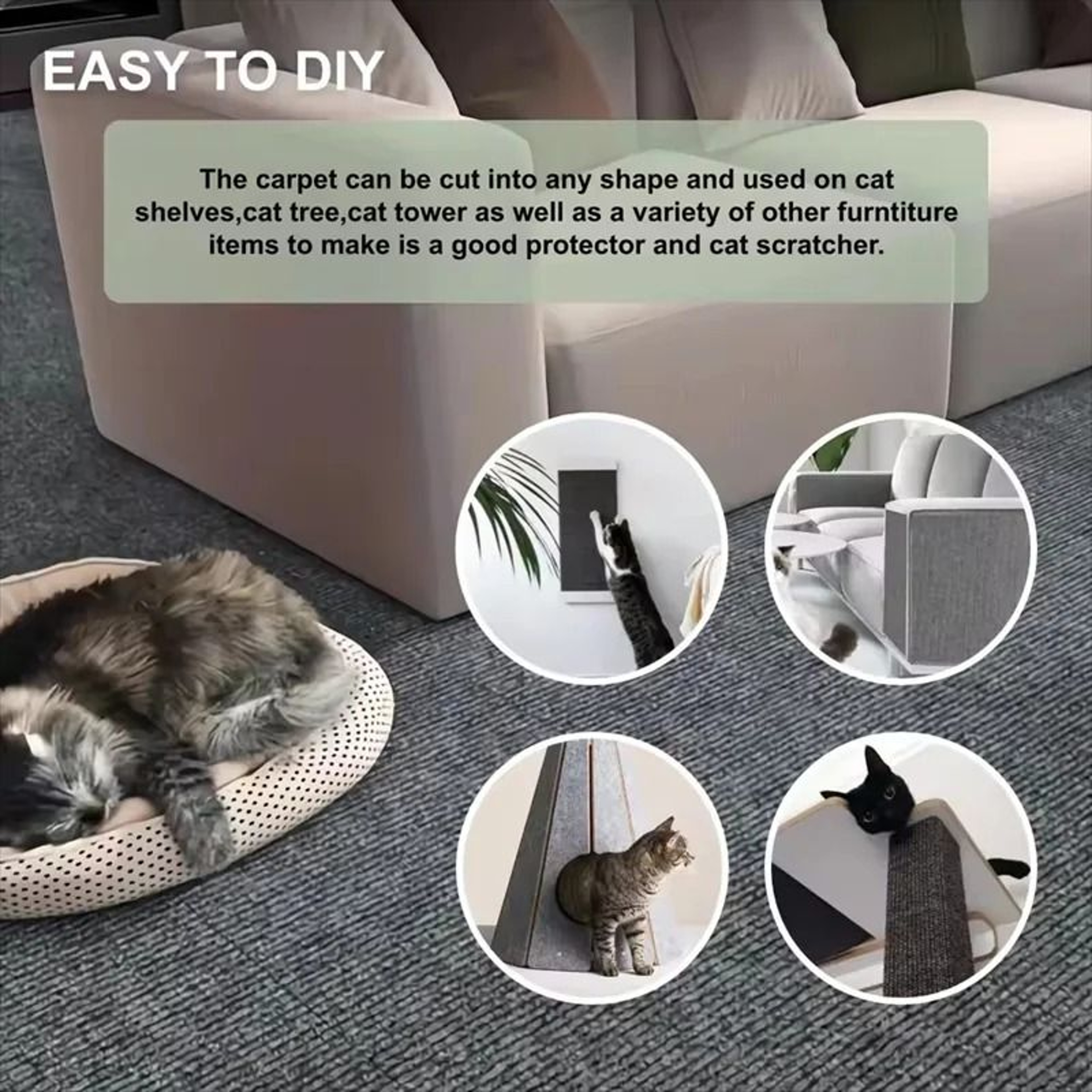 ScratchShield SelfAdhesive Cat Scratch Protector Carpet For Sofas Walls  Furniture 4