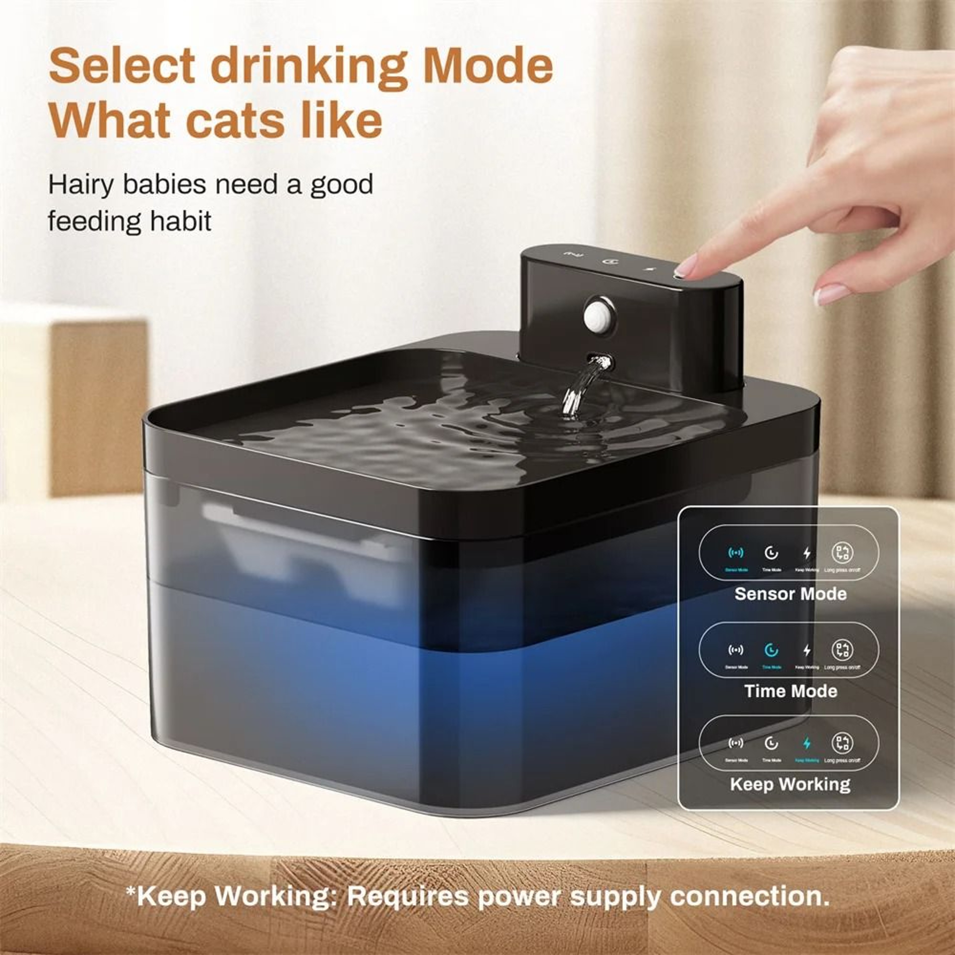 HydraSense Wireless Cat Water Fountain 74oz Motion Sensor Pet Drinking Station 2