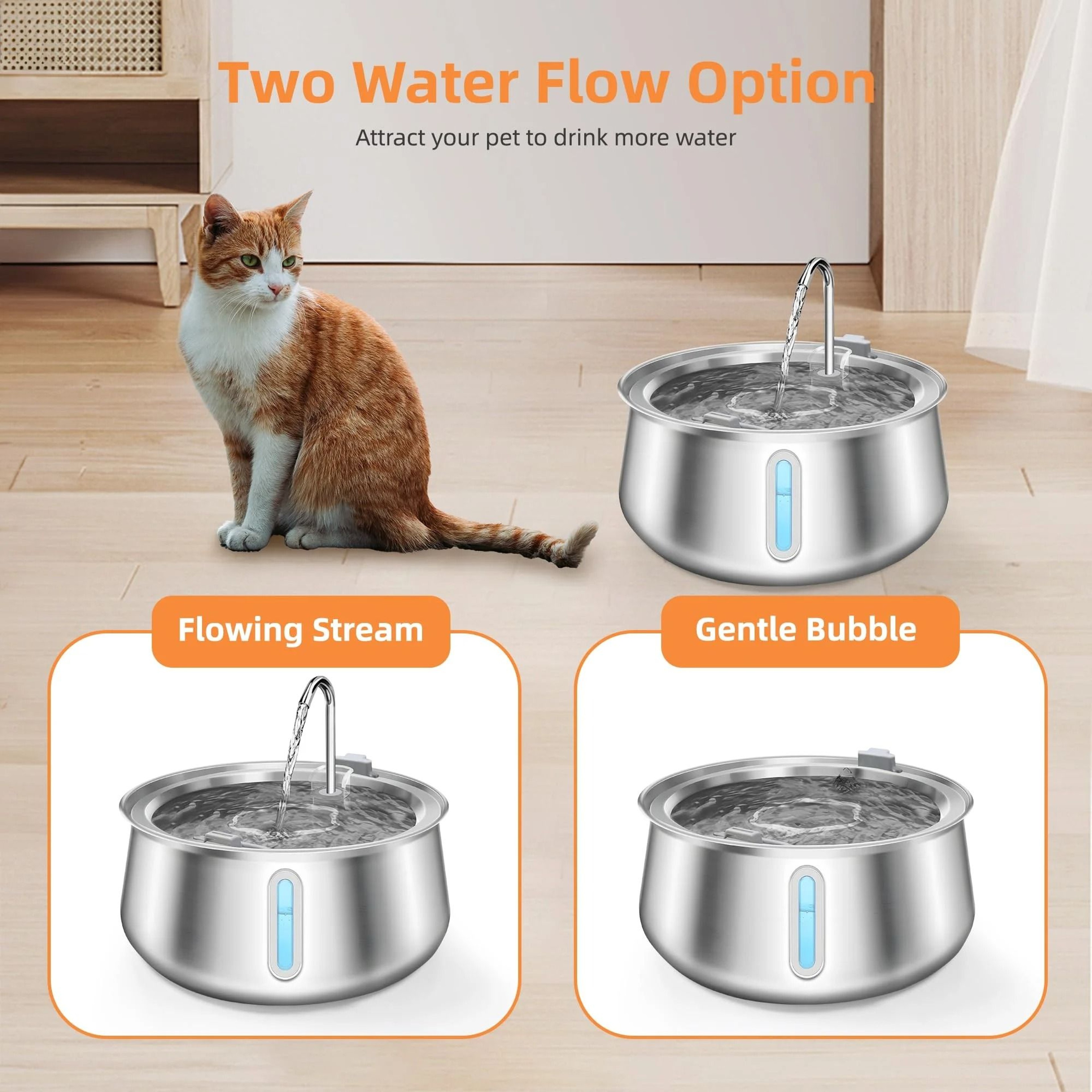 PureFlow 4L Stainless Steel Automatic Pet Water Fountain For Cats  Dogs 3