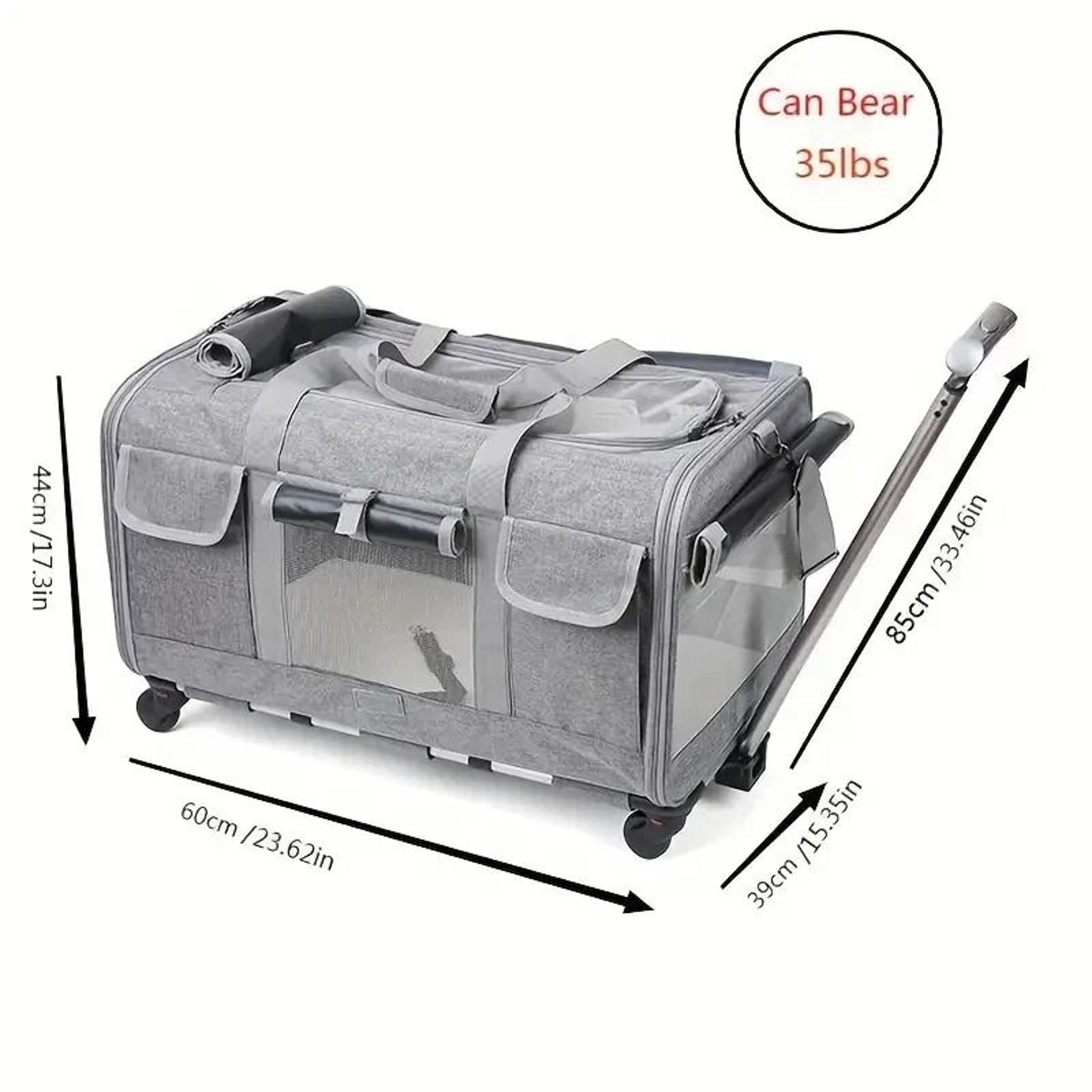 WanderRoll XL Pet Trolley Carrier  Foldable Travel Bag With Detachable Wheeled Cart 4