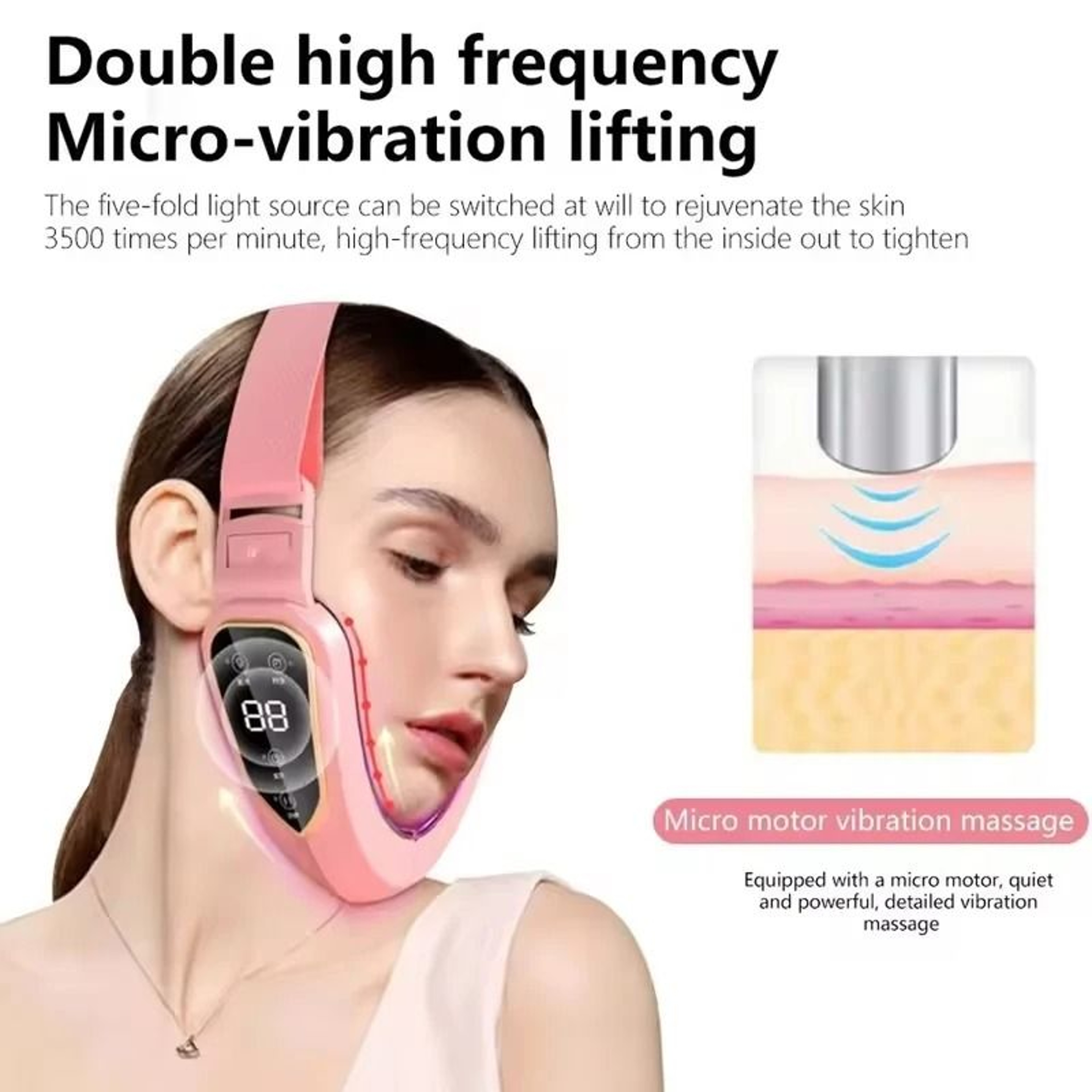 LED Photon Facial Massager With Heat Vibration And V Face Lifting Support 2