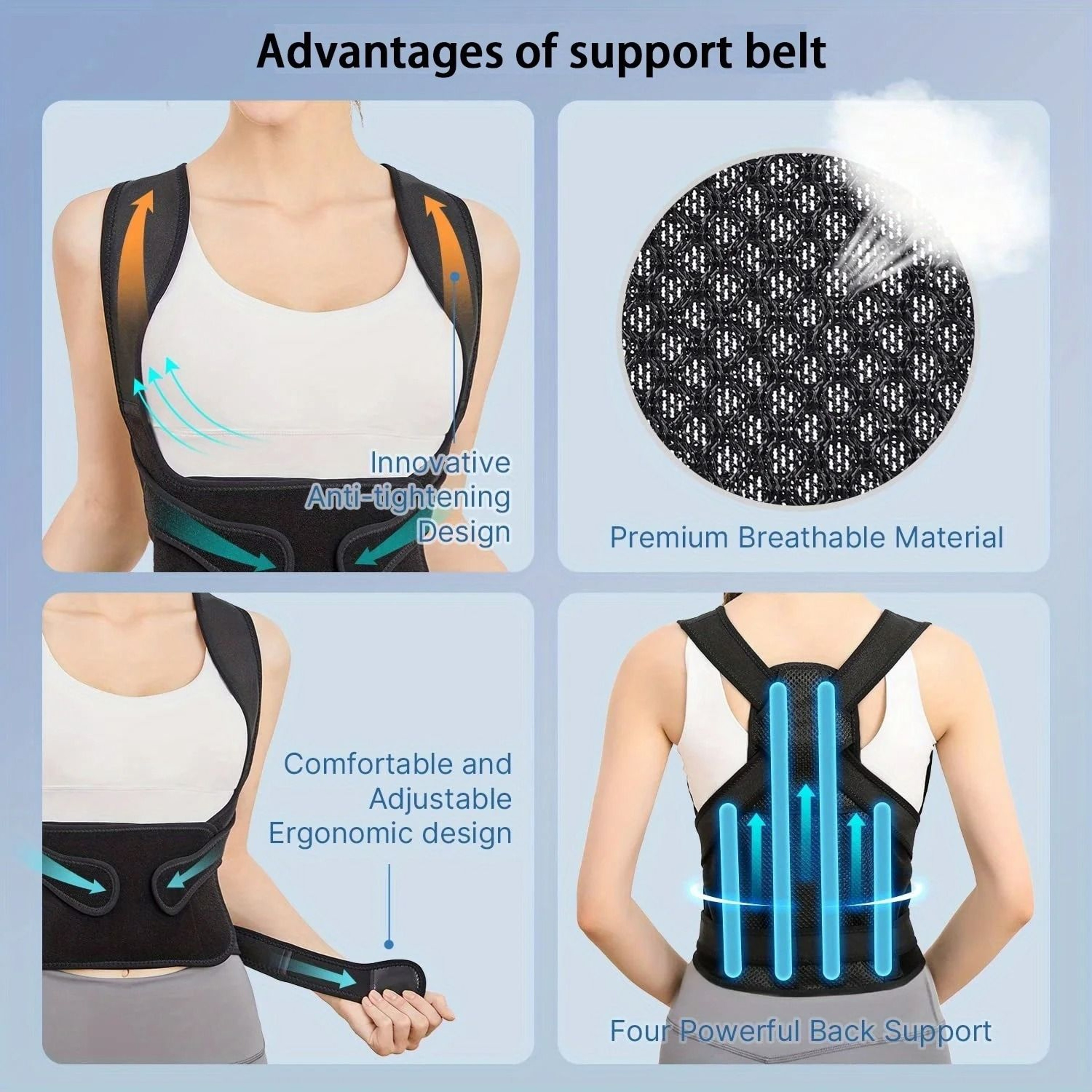 Adjustable Full Back Posture Corrector And Lightweight Support Brace 3