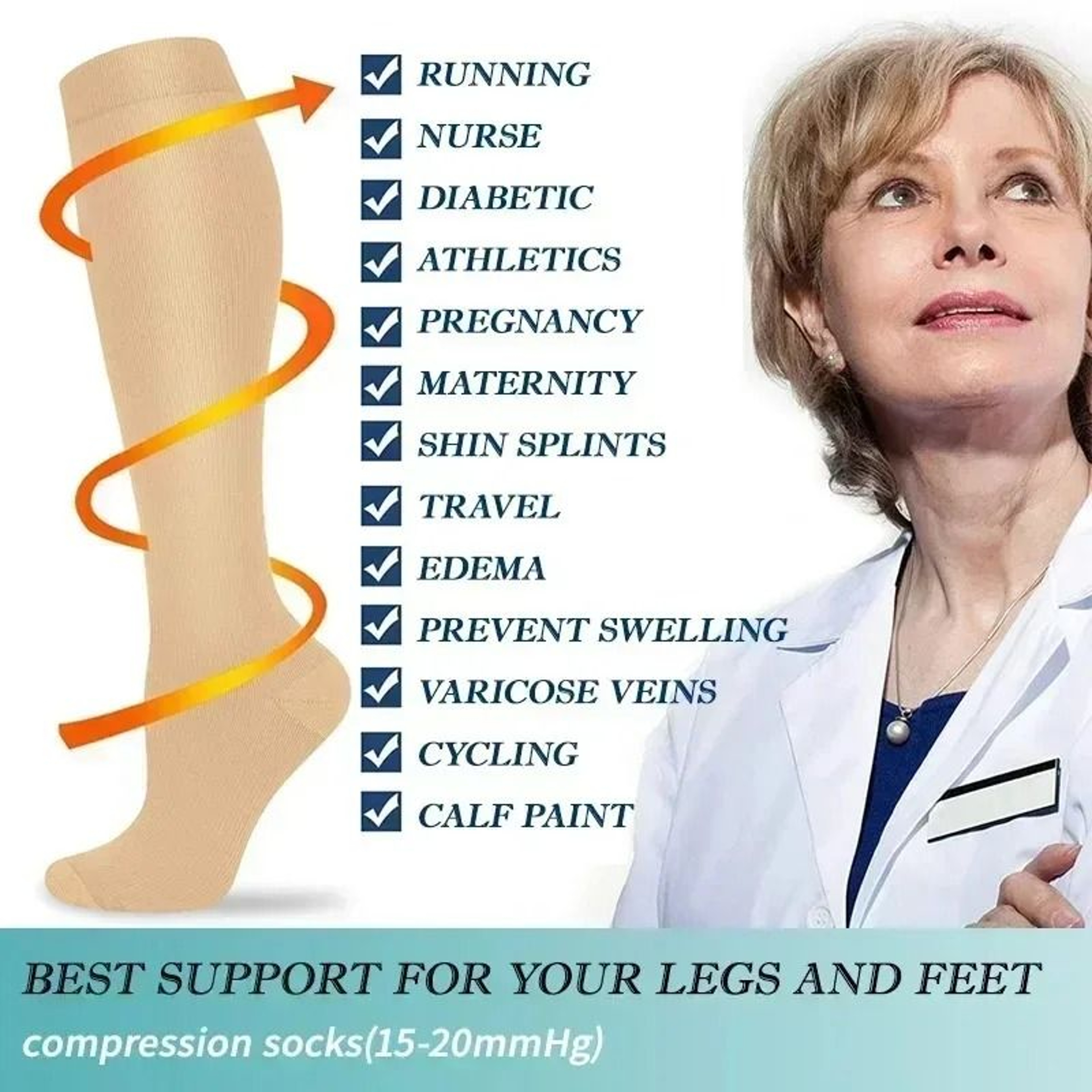 Anti Fatigue Compression Socks For Sports Travel And Daily Leg Support 3
