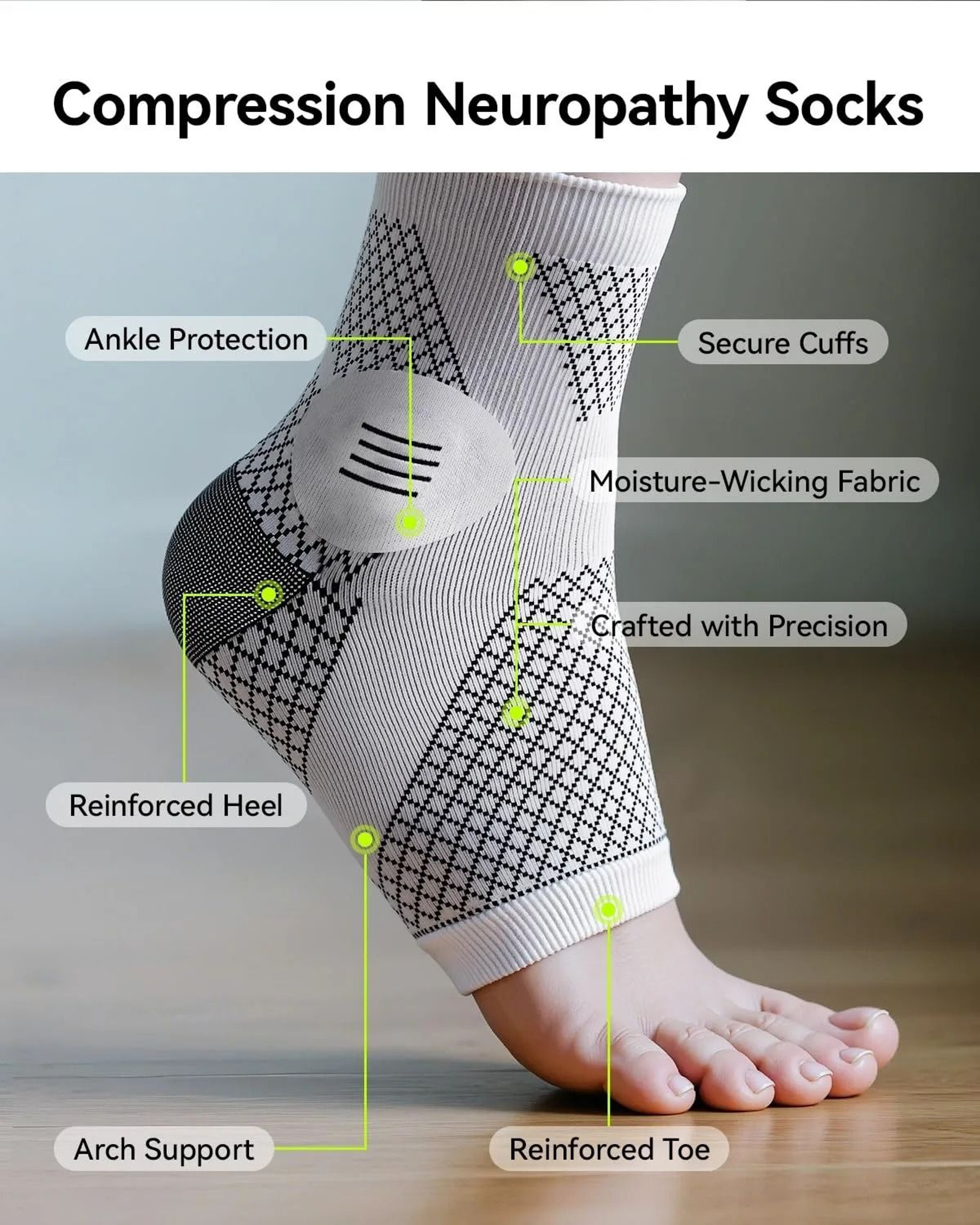 Neuropathy Compression Socks For Plantar Fasciitis And Achilles Support 1