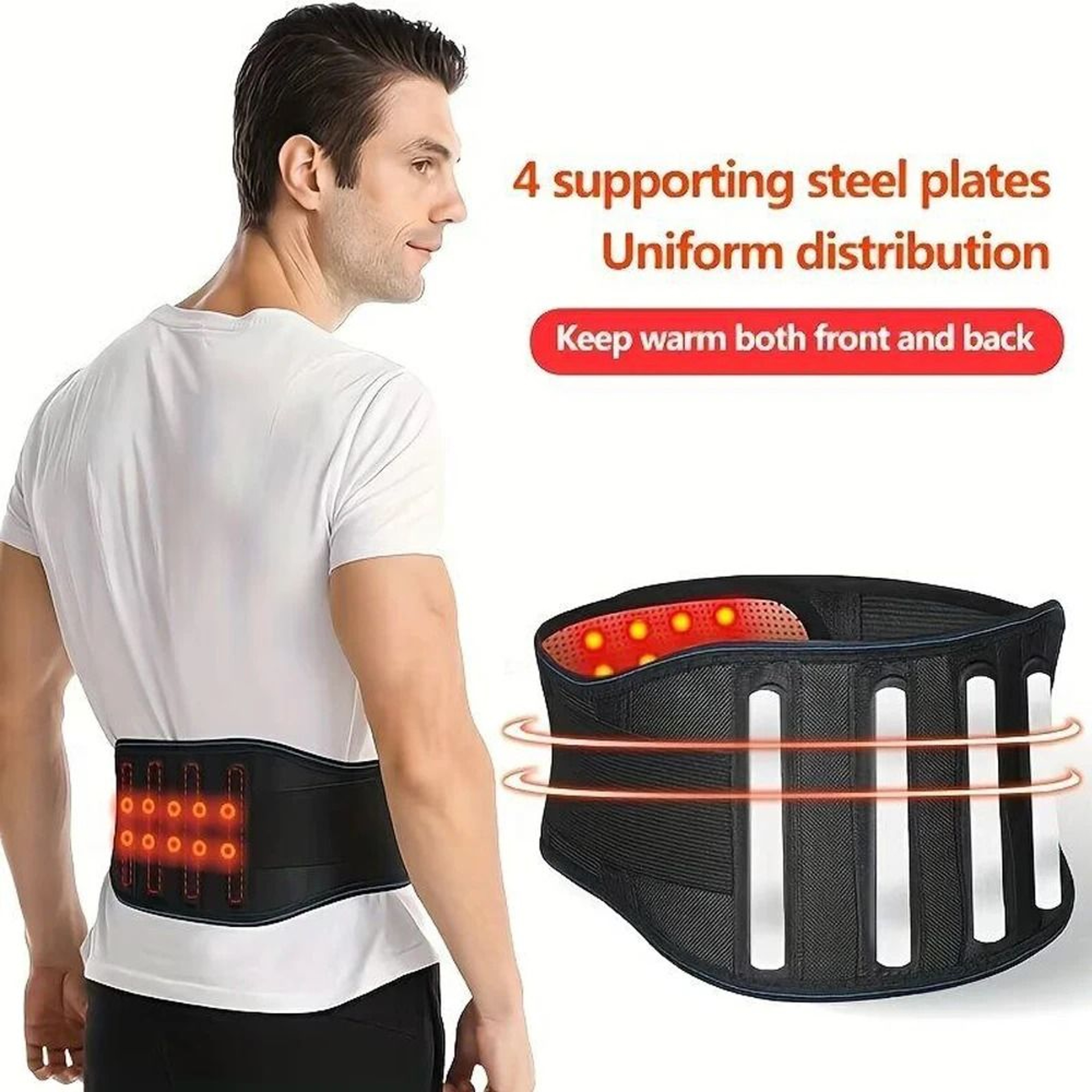 Adjustable Heated Lumbar Support Belt For Lower Back Comfort 1