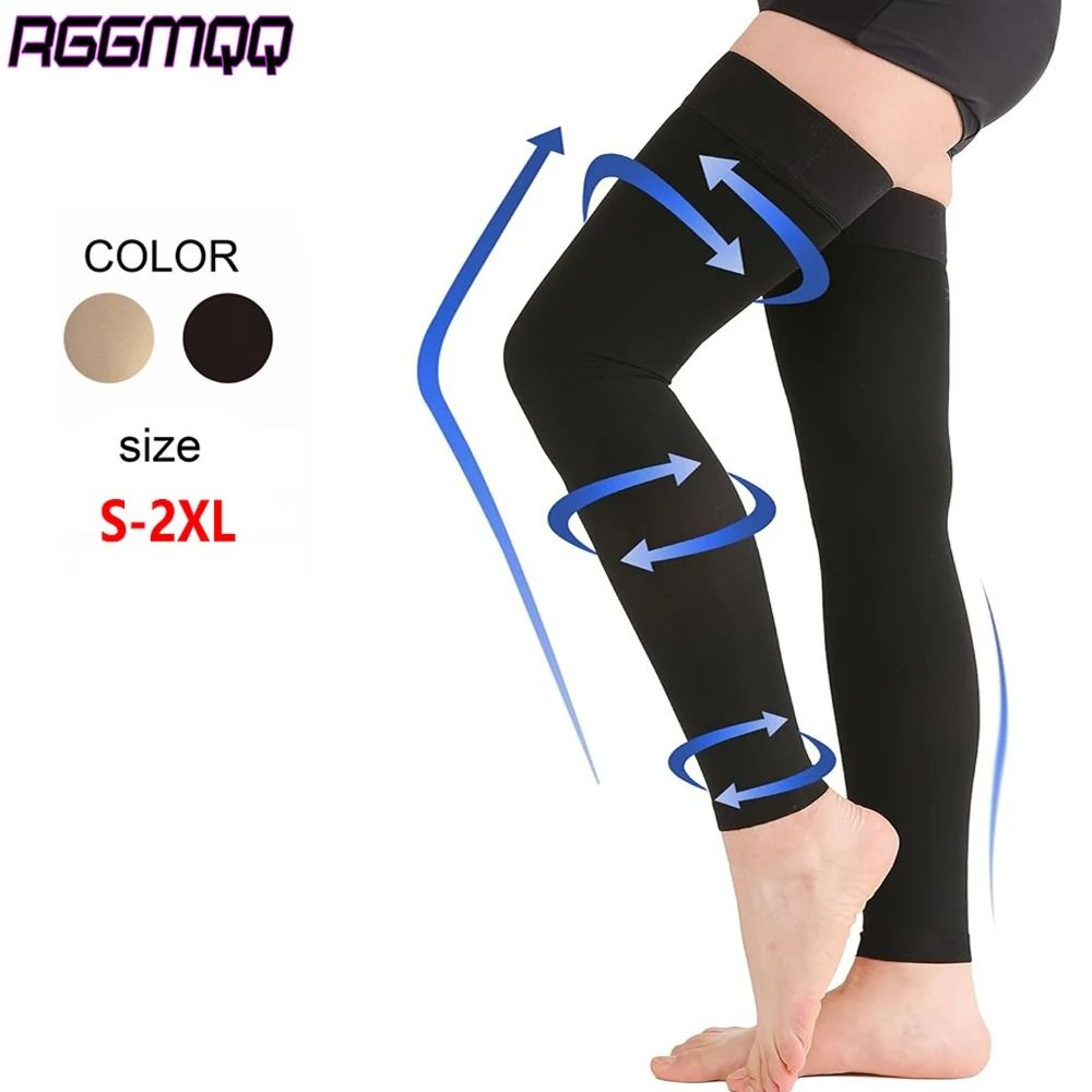 Footless Thigh High Compression Stockings With Silicone Grip 2