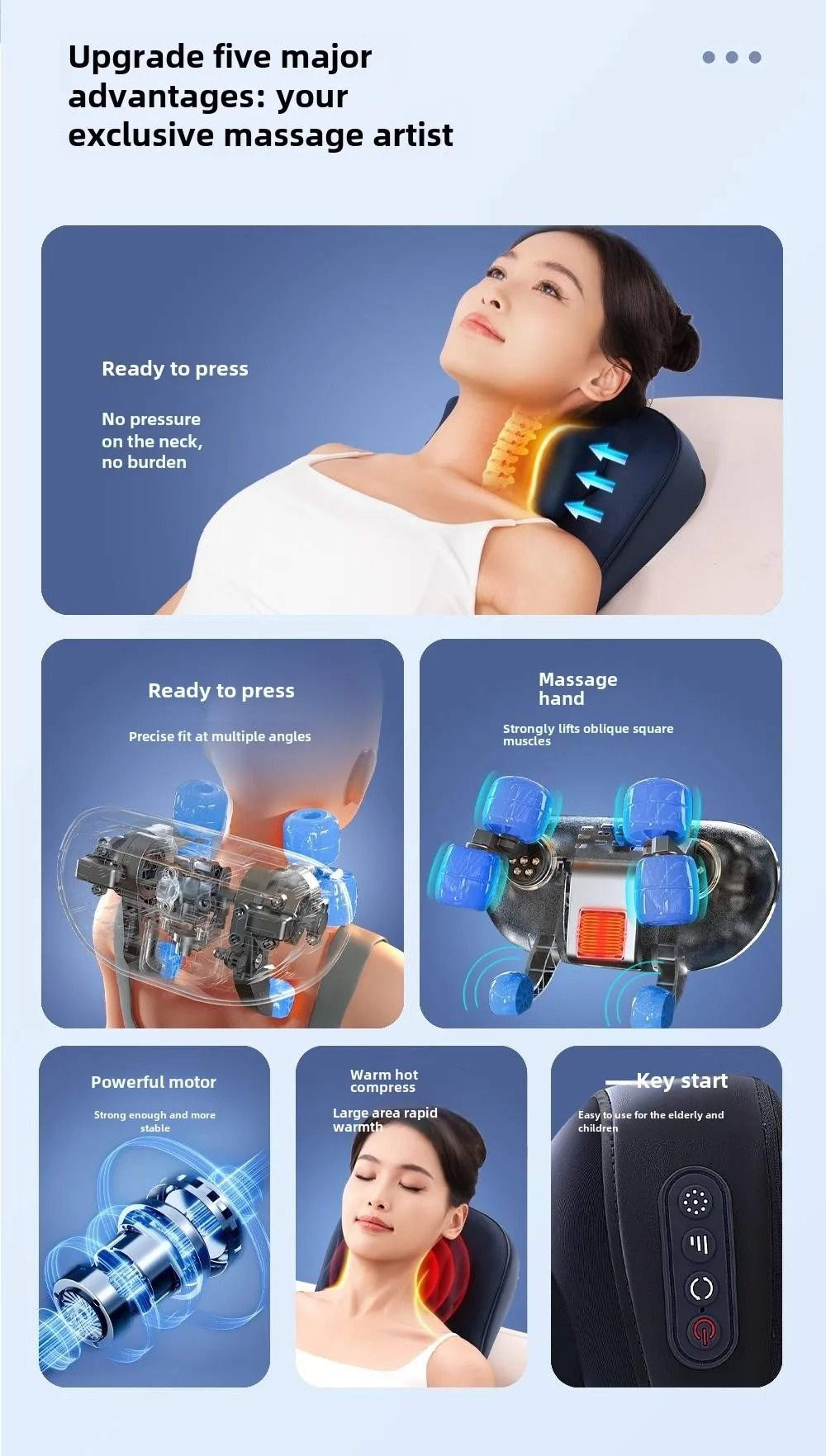 Rechargeable Trapezius Shiatsu Massage Pillow With Heat 2