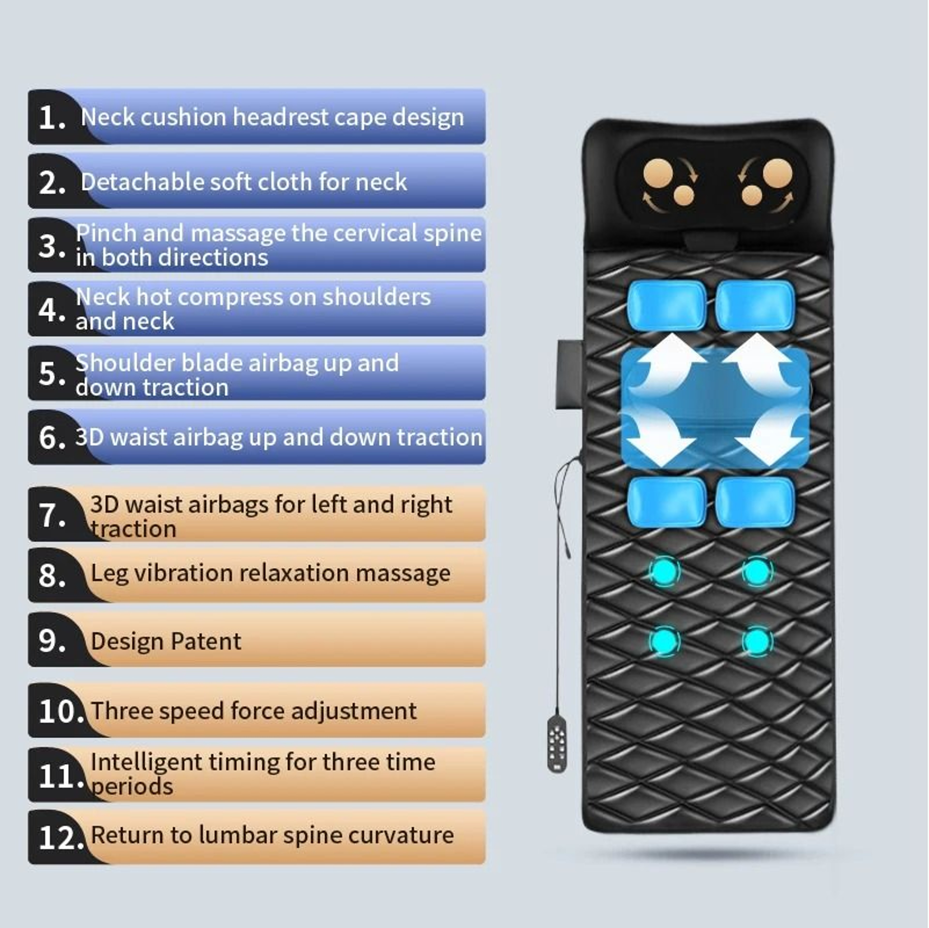 Full Body Massage Mat With Heat Airbags And Lumbar Traction 9