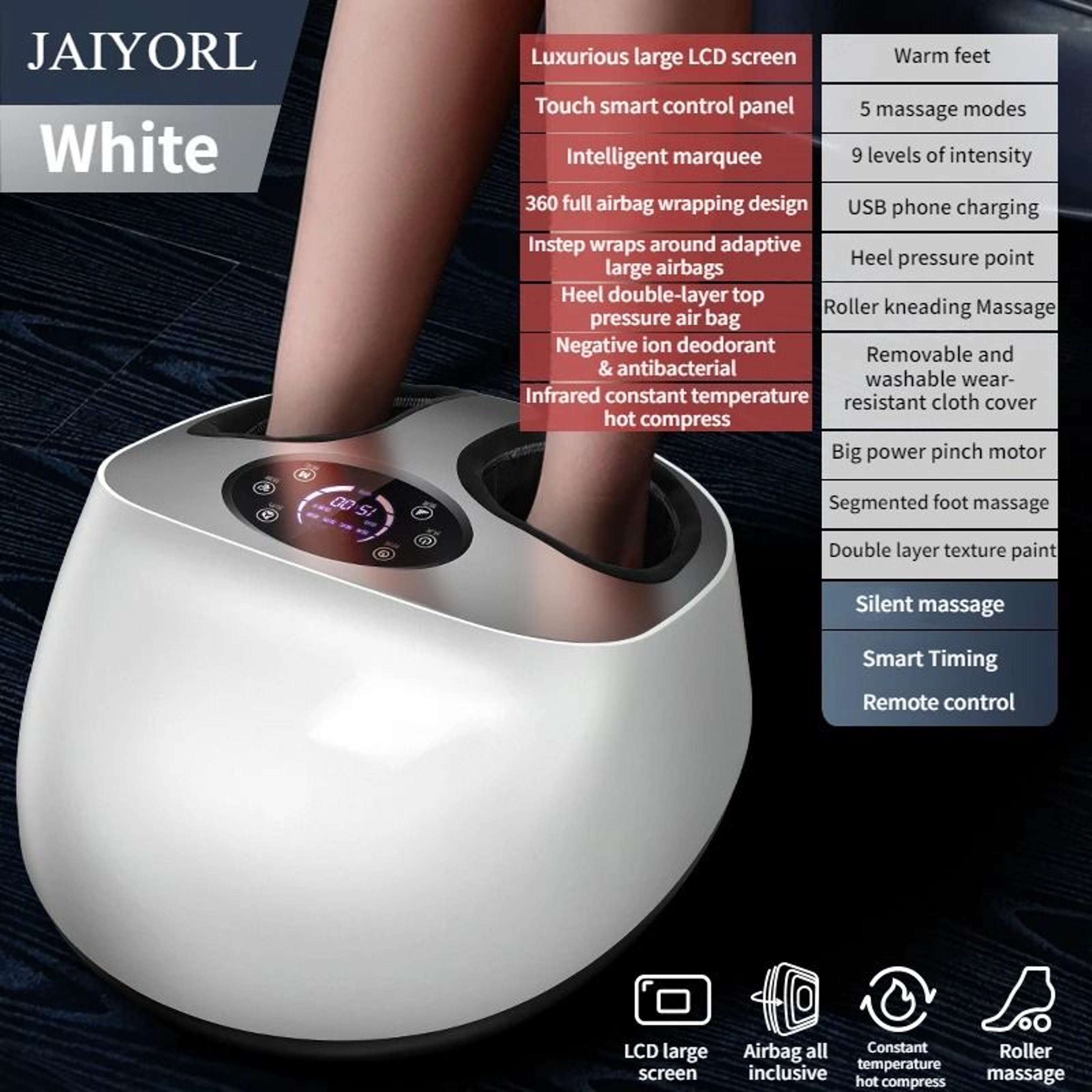 Fully Enclosed Shiatsu Foot Massager With Heat And Air Compression 7