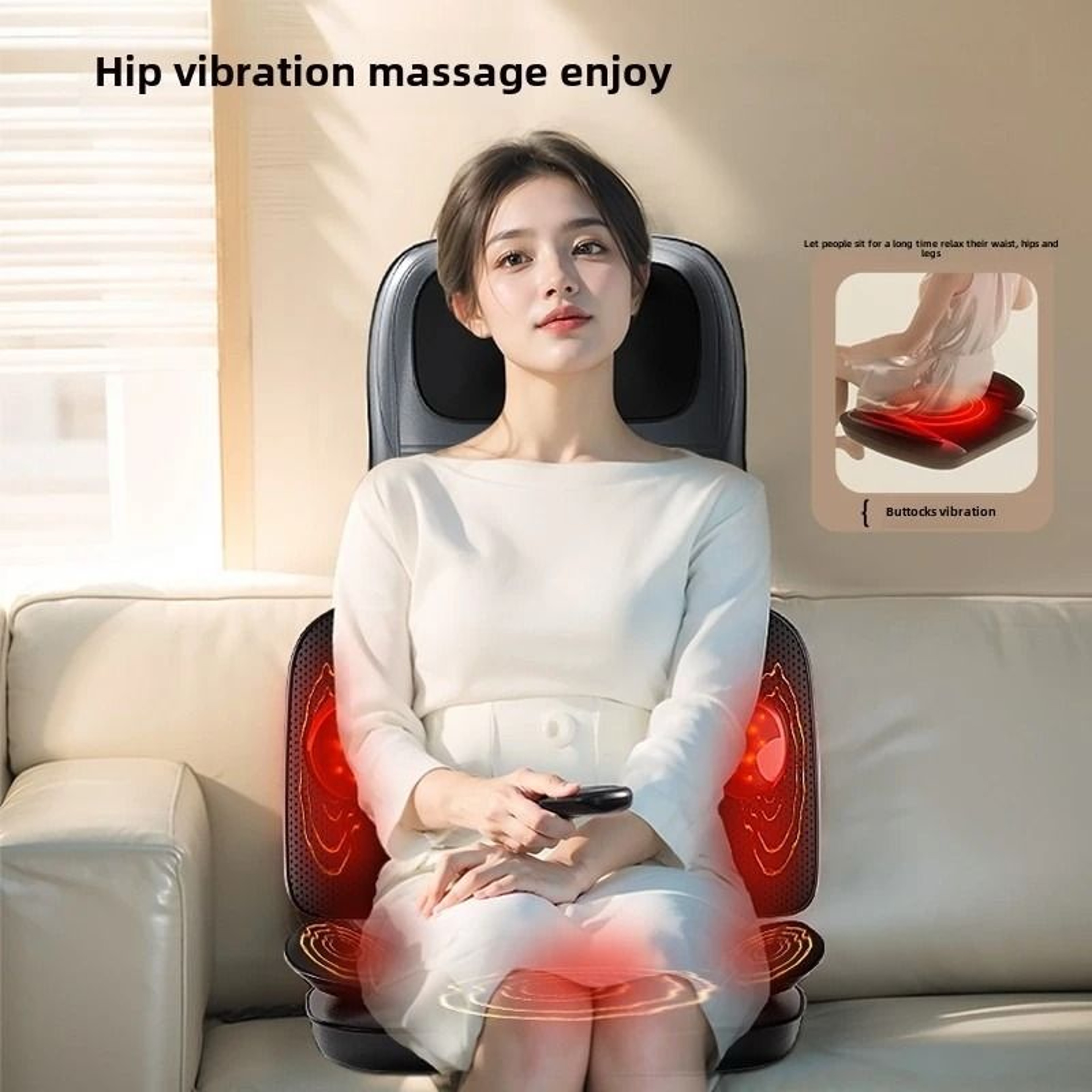 Heated Full Body Vibration Massage Seat Cushion With Kneading Back Support 5