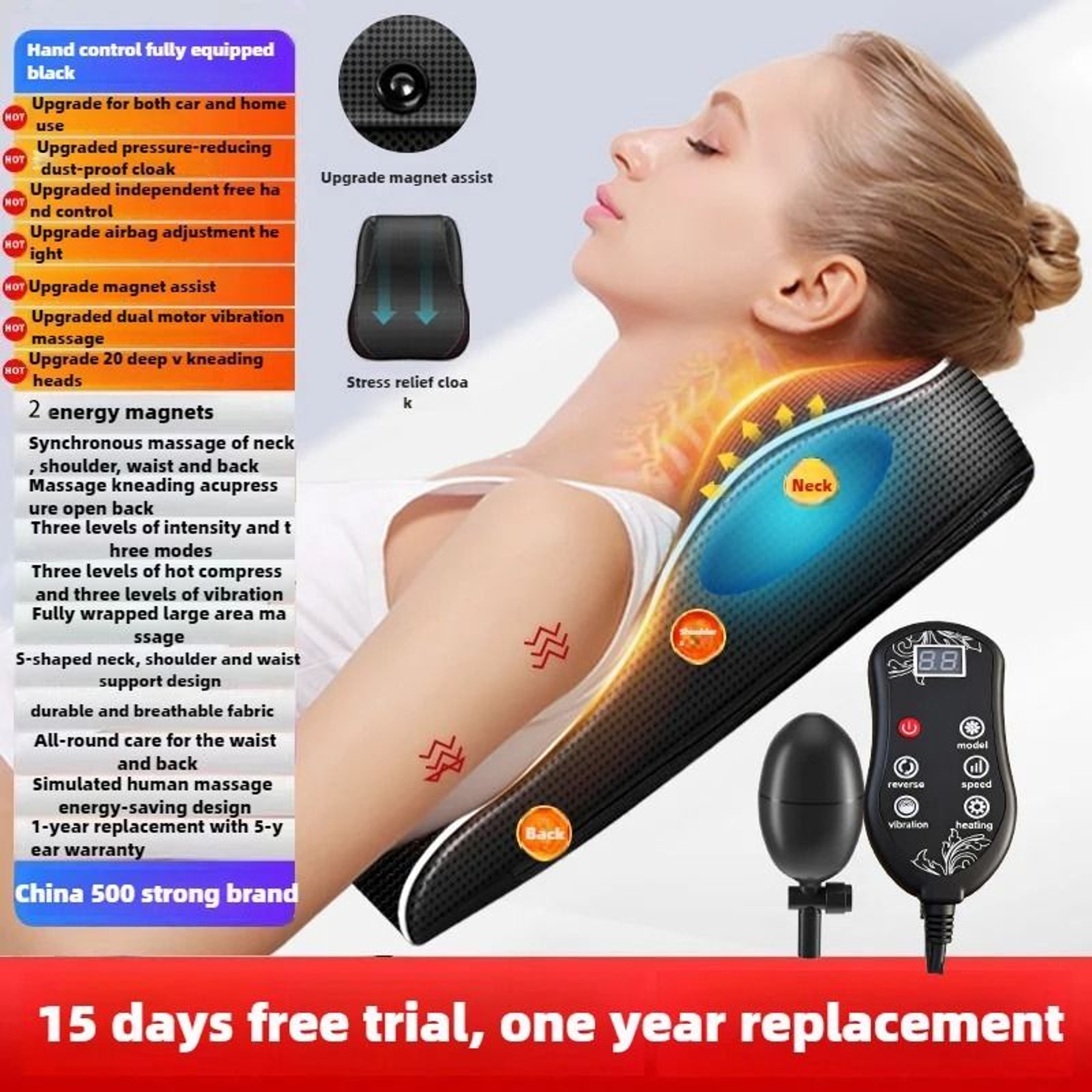 Heated Deep Kneading Neck And Back Massage Pillow 8