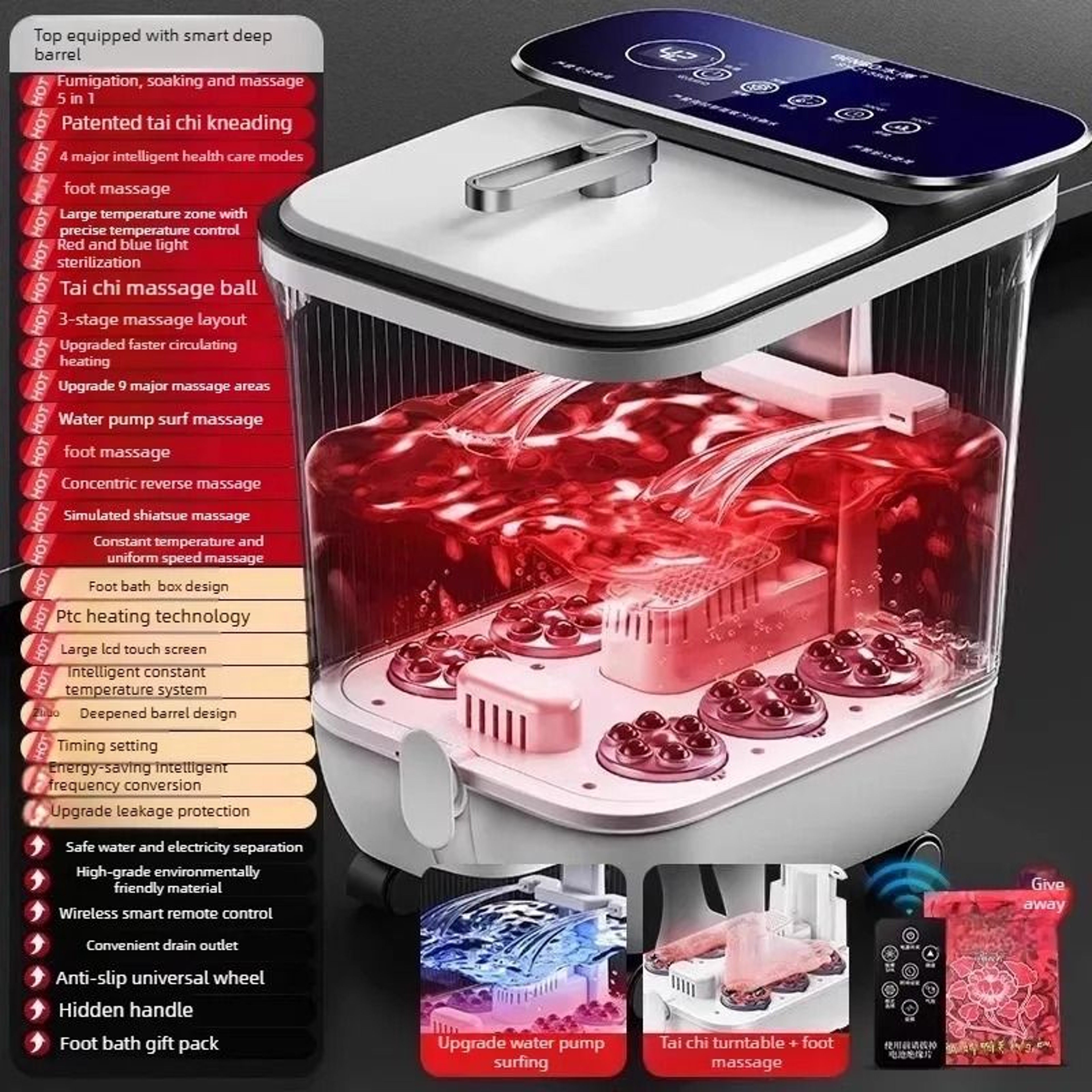 Electric Heated Foot Spa Bath Massager With Remote Control 13