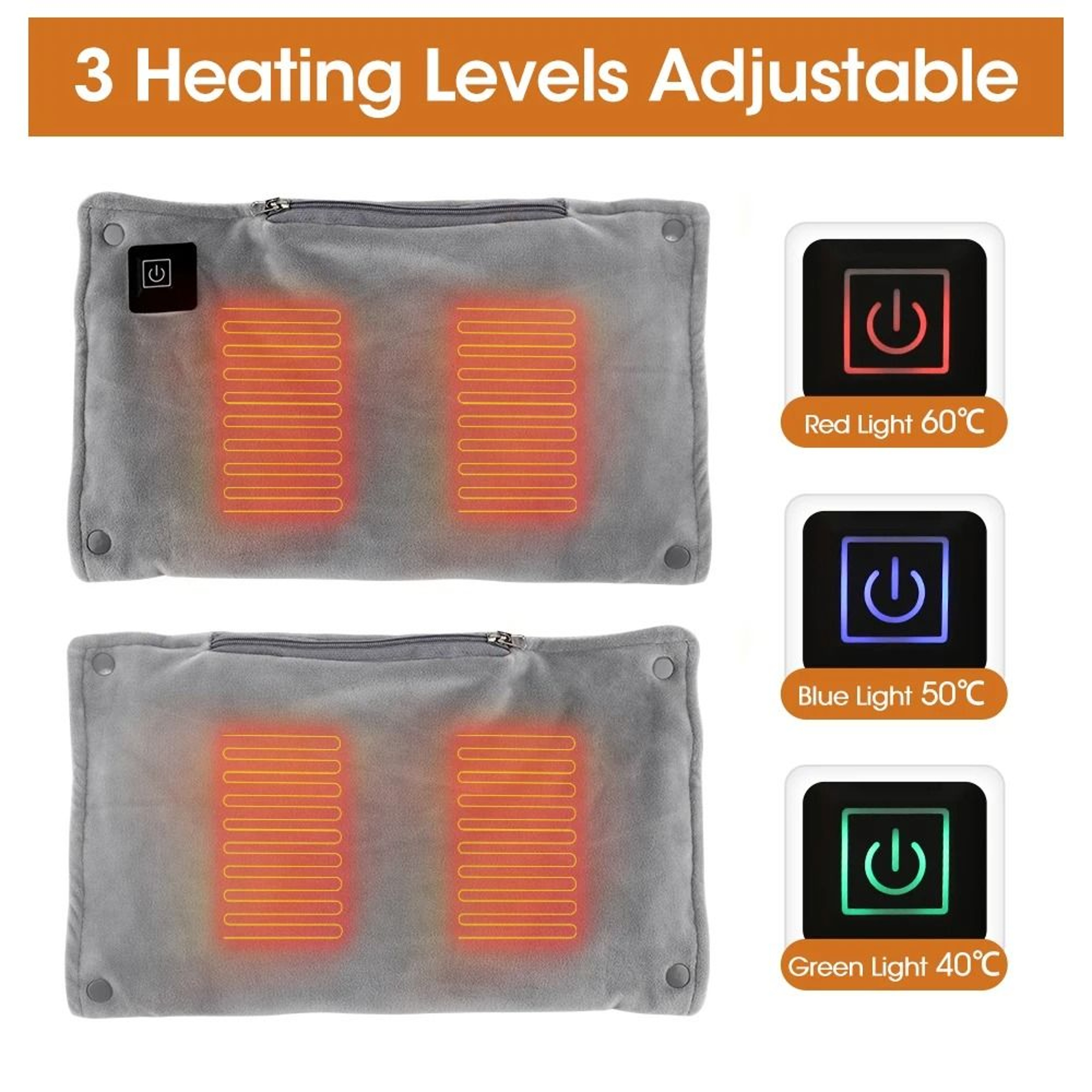 3 Level Graphene USB Heating Pad Portable Electric Hand Warmer For Waist Back Abdomen  Legs 3