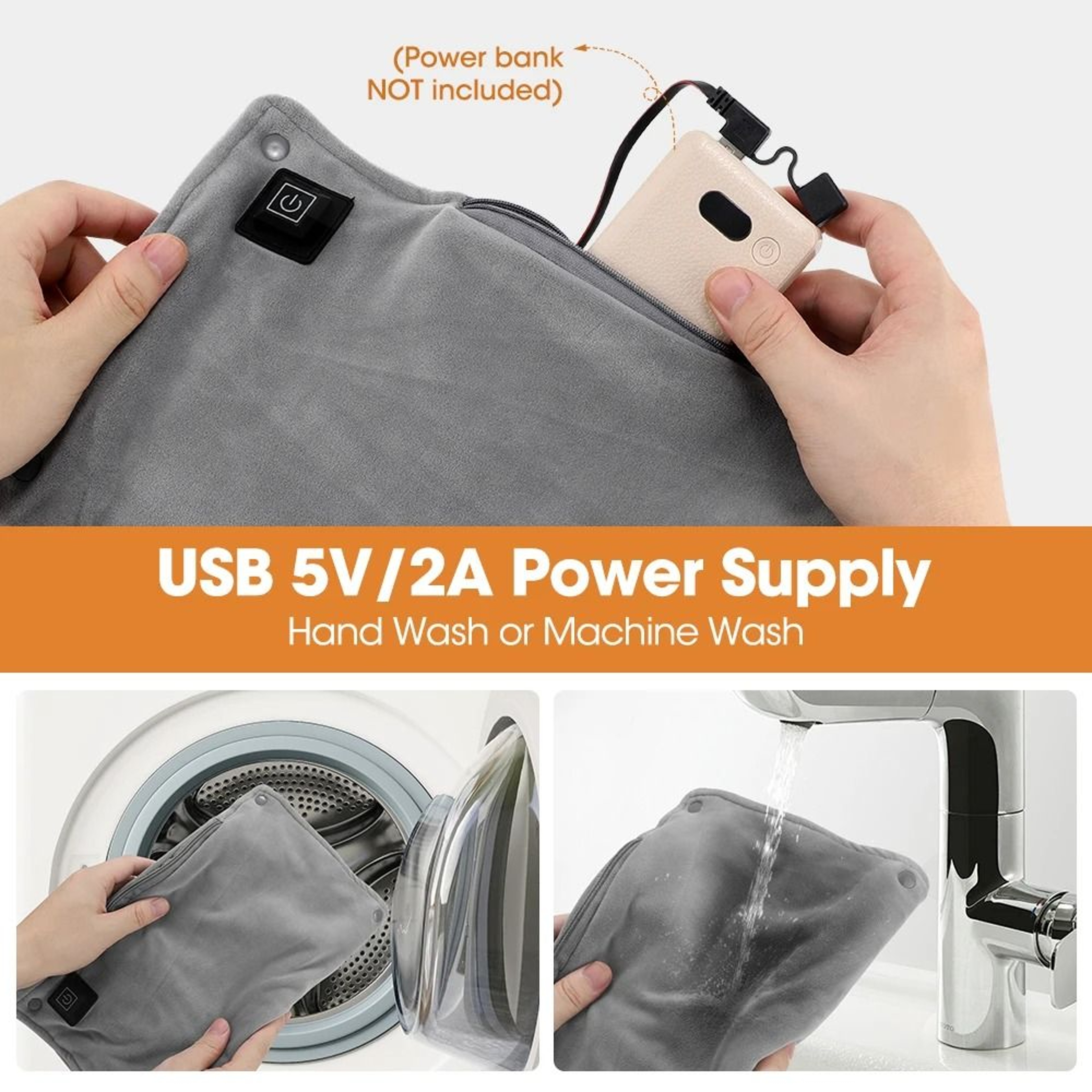 3 Level Graphene USB Heating Pad Portable Electric Hand Warmer For Waist Back Abdomen  Legs 6