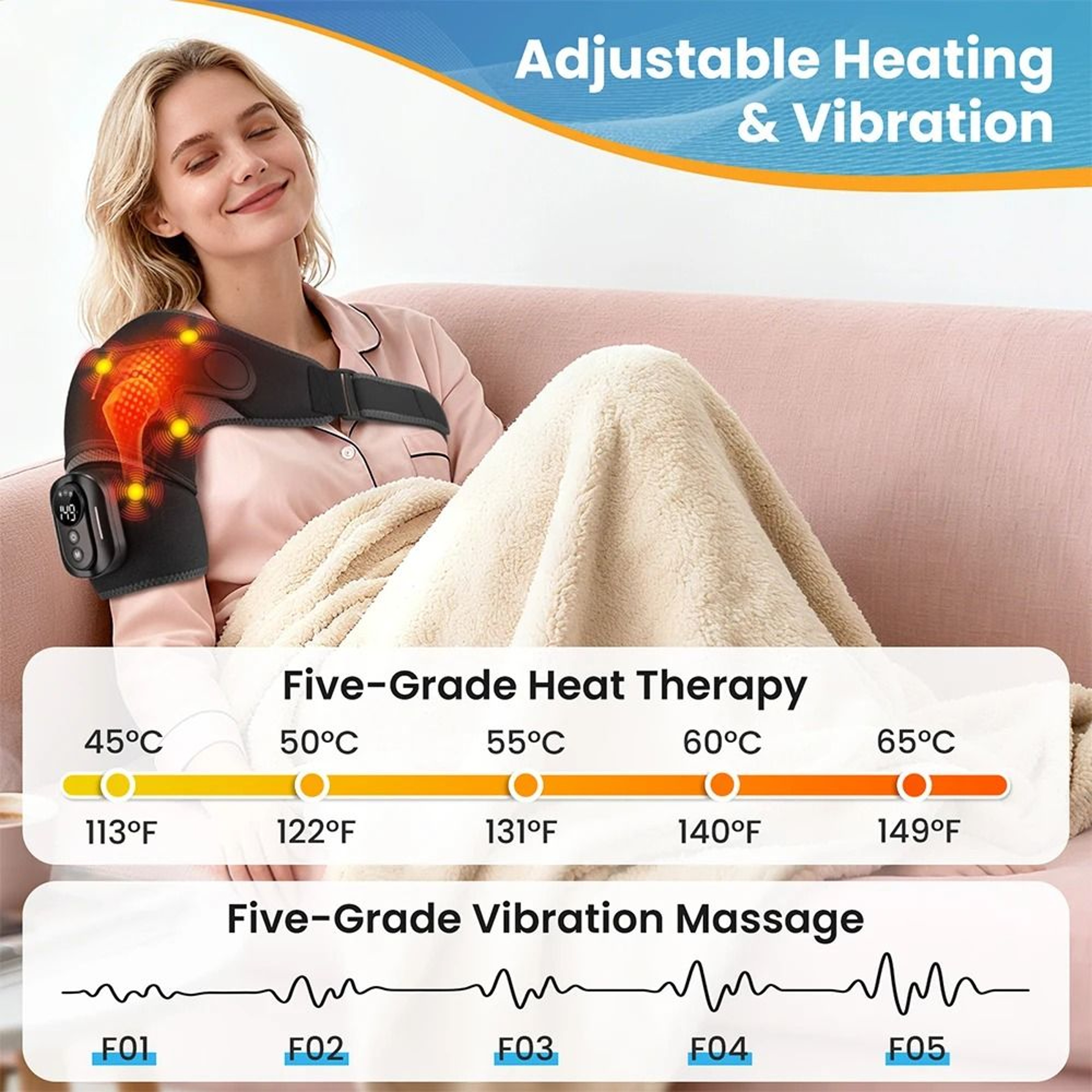 Cordless Dual Shoulder Massager Wrap With Heat Vibration And Remote Control 2