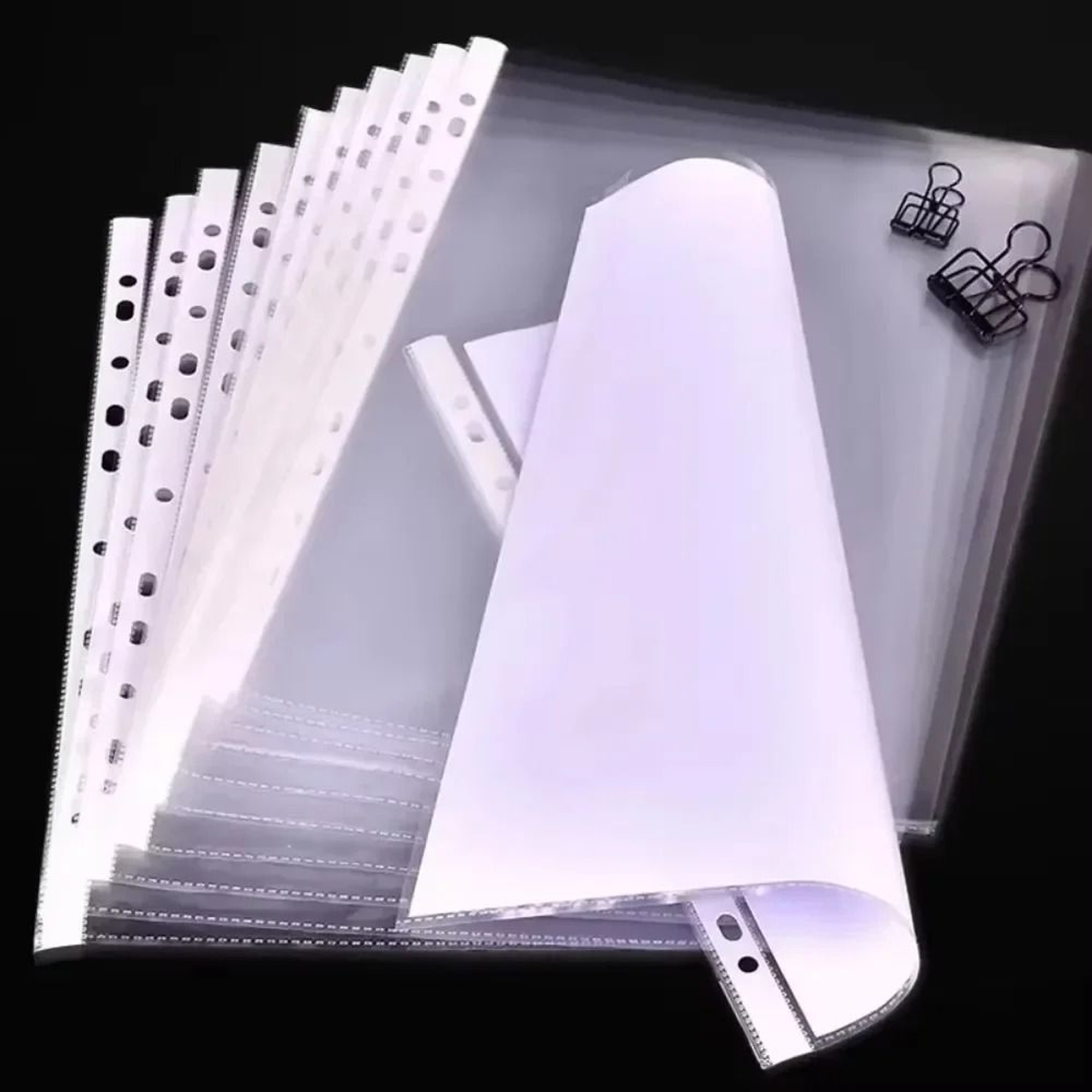 100 Pack A4 Clear 11 Hole Sheet Protectors Thick Plastic Document Sleeves 3