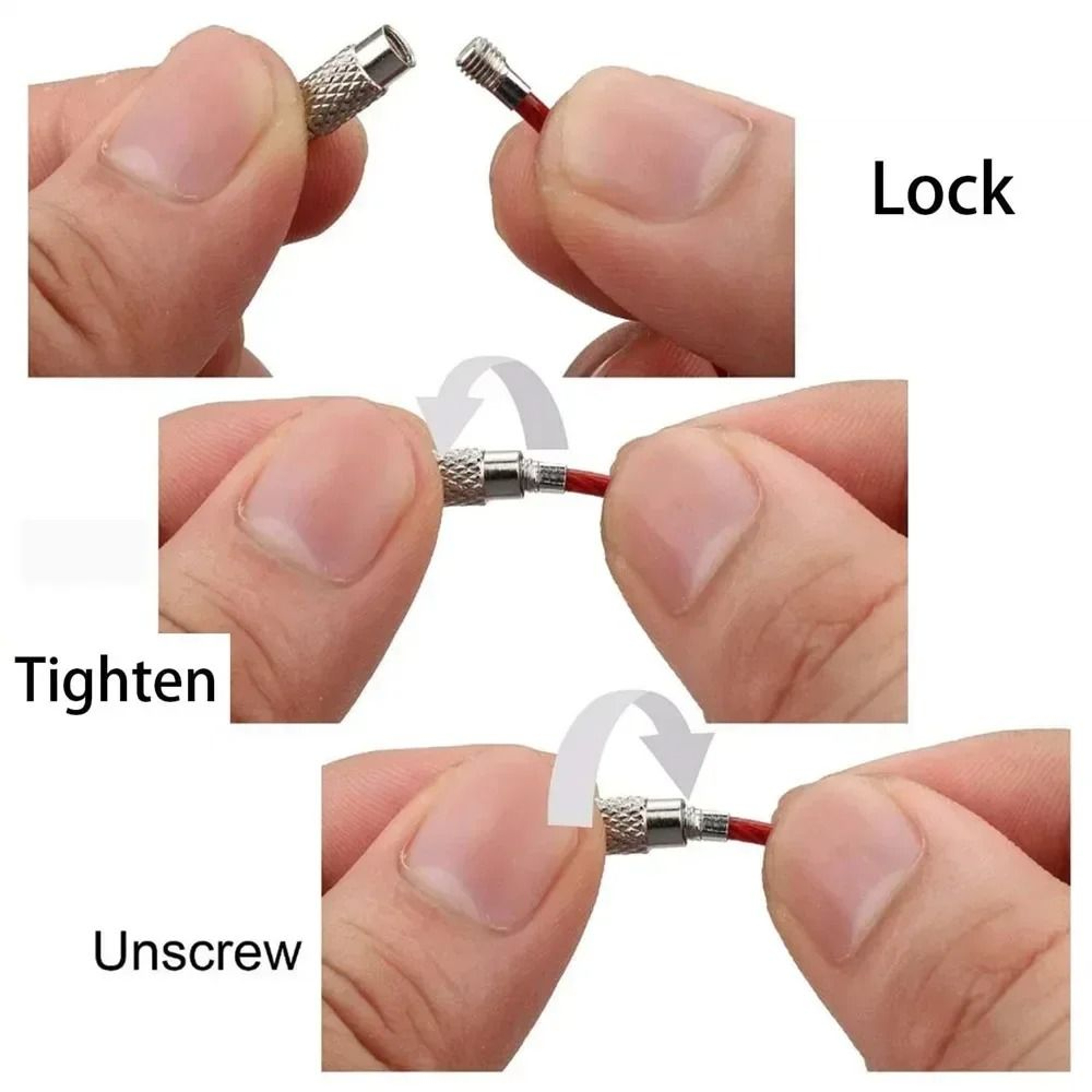 10 Pack Color Stainless Steel Wire Keychain Cable Rings 6 Inch Locking Loops 3