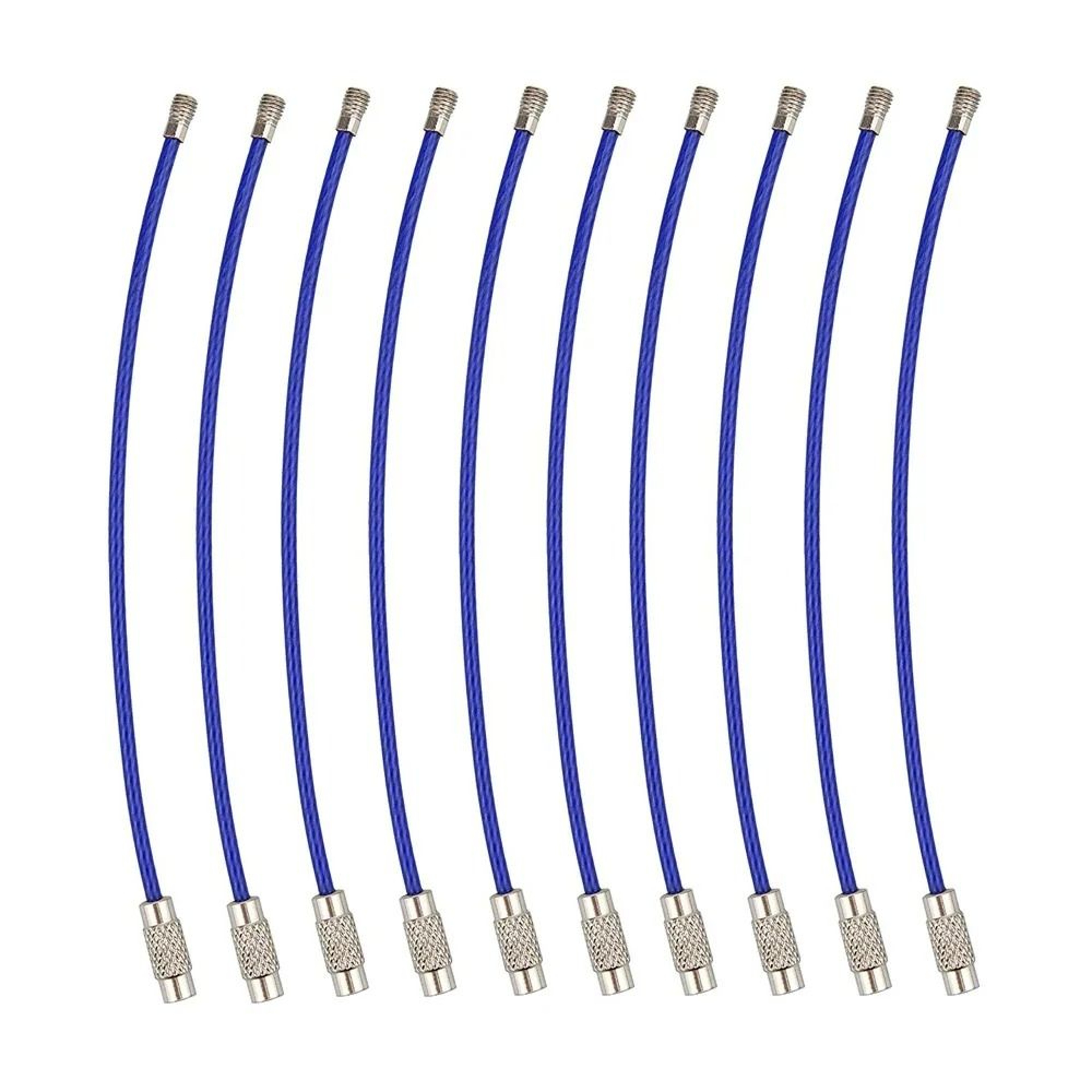 10 Pack Color Stainless Steel Wire Keychain Cable Rings 6 Inch Locking Loops 7